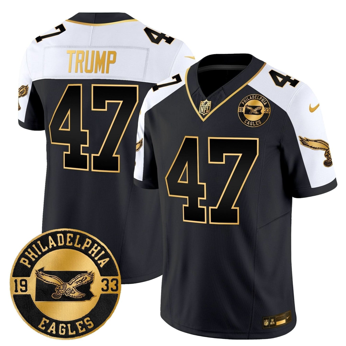 Philadelphia Eagles 2024 Throwback Gold Vapor Limited Jersey - Est. 1933 Patch - All Stitched