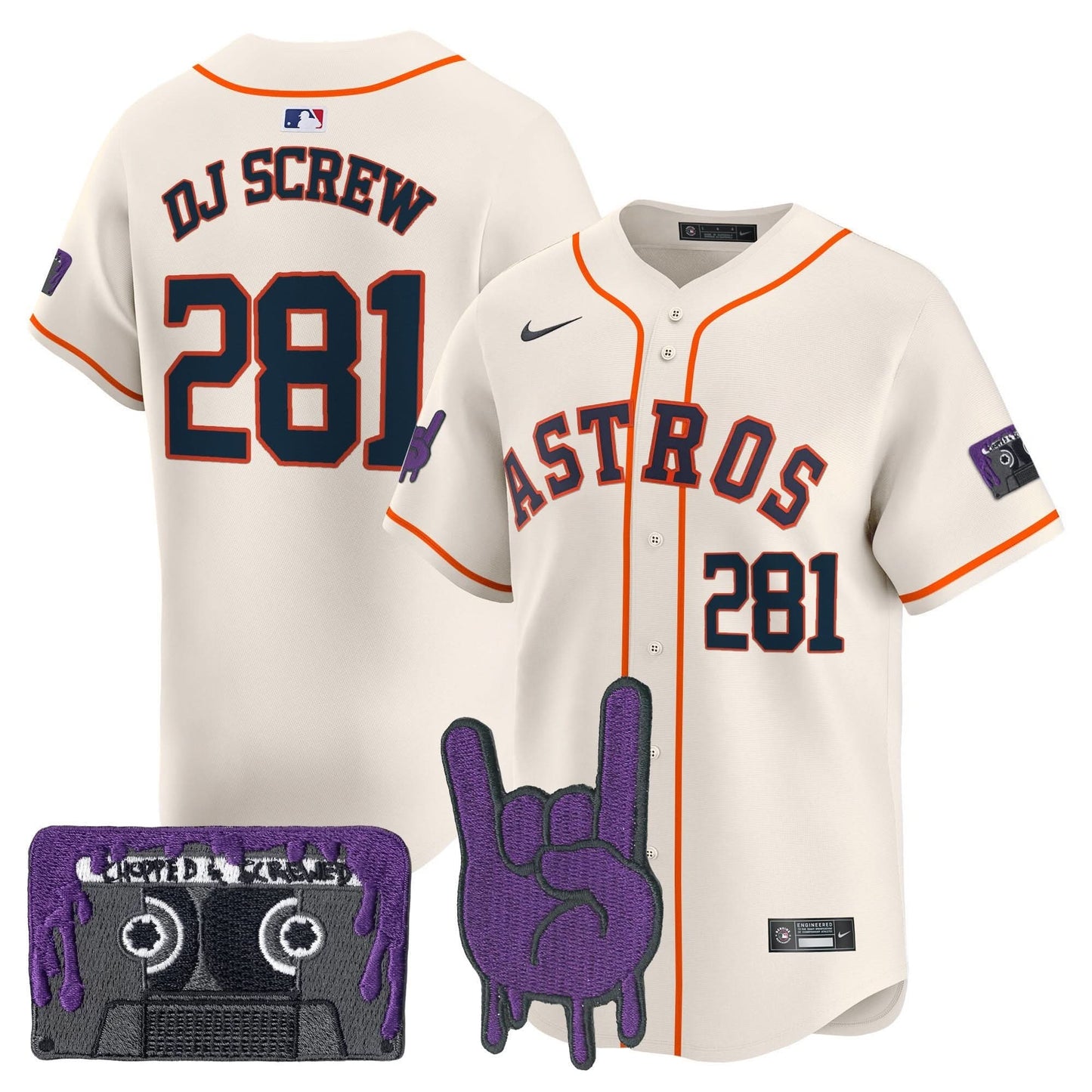 Houston Astros DJ Screw Patch Vapor Premier Limited Jersey - All Stitched