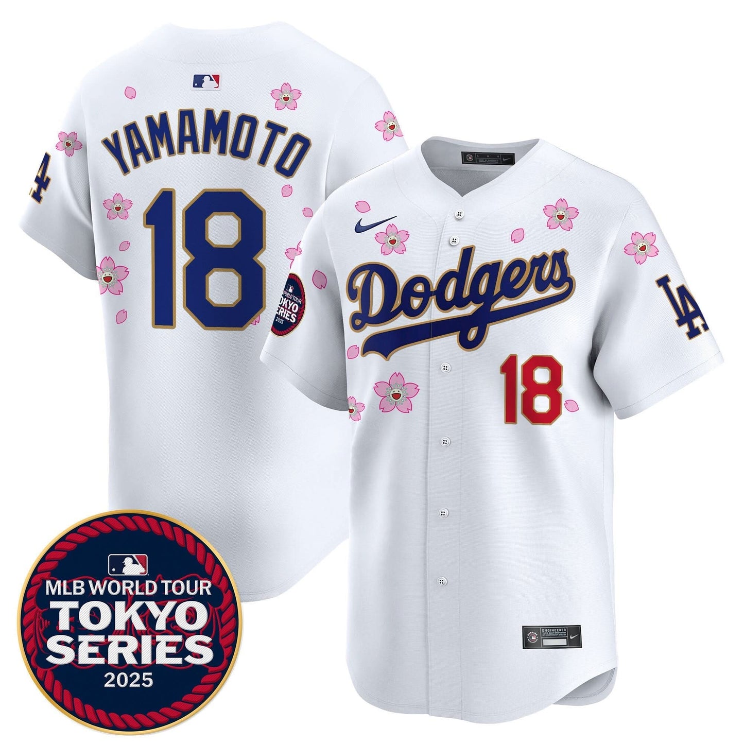 Dodgers Tokyo Series 2025 Gold Trim Vapor Premier Limited Jersey - Stitched