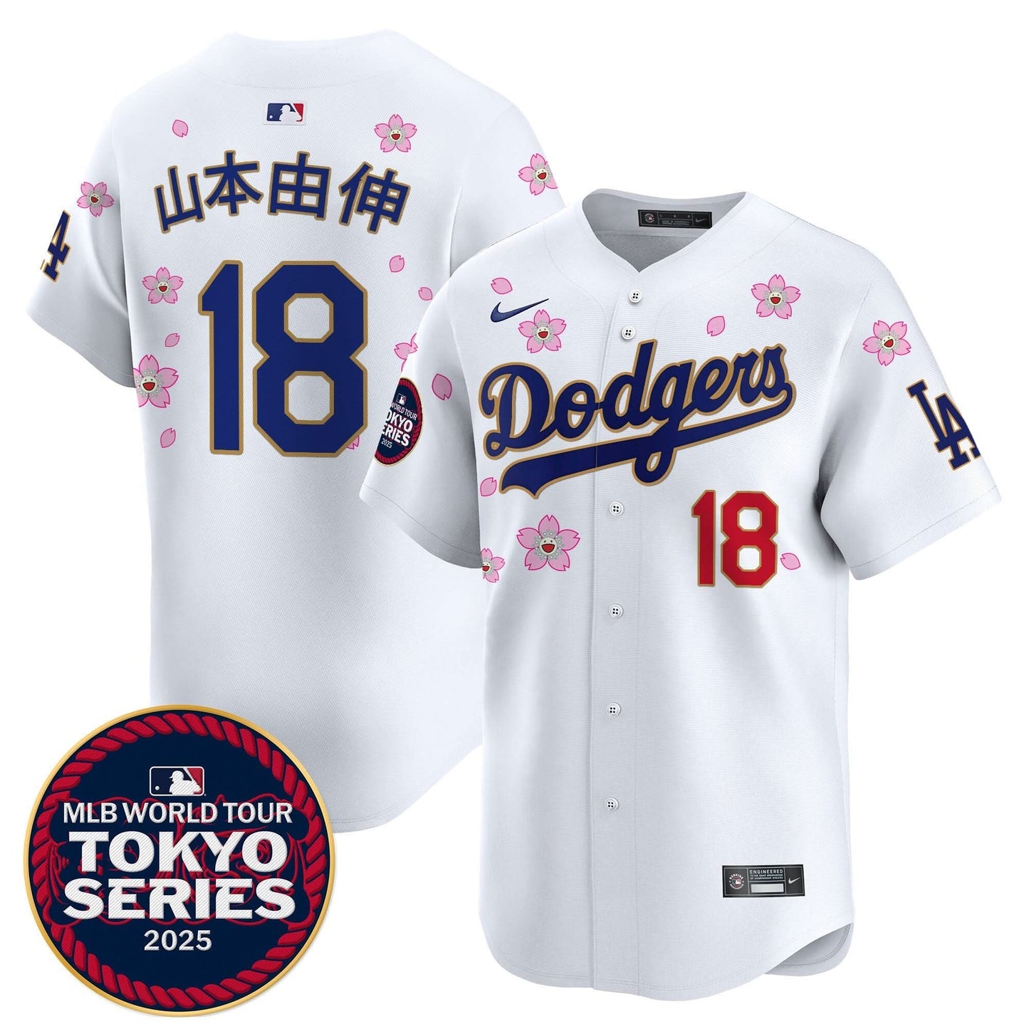 Dodgers Tokyo Series 2025 Gold Trim Vapor Premier Limited Jersey V2 - Stitched