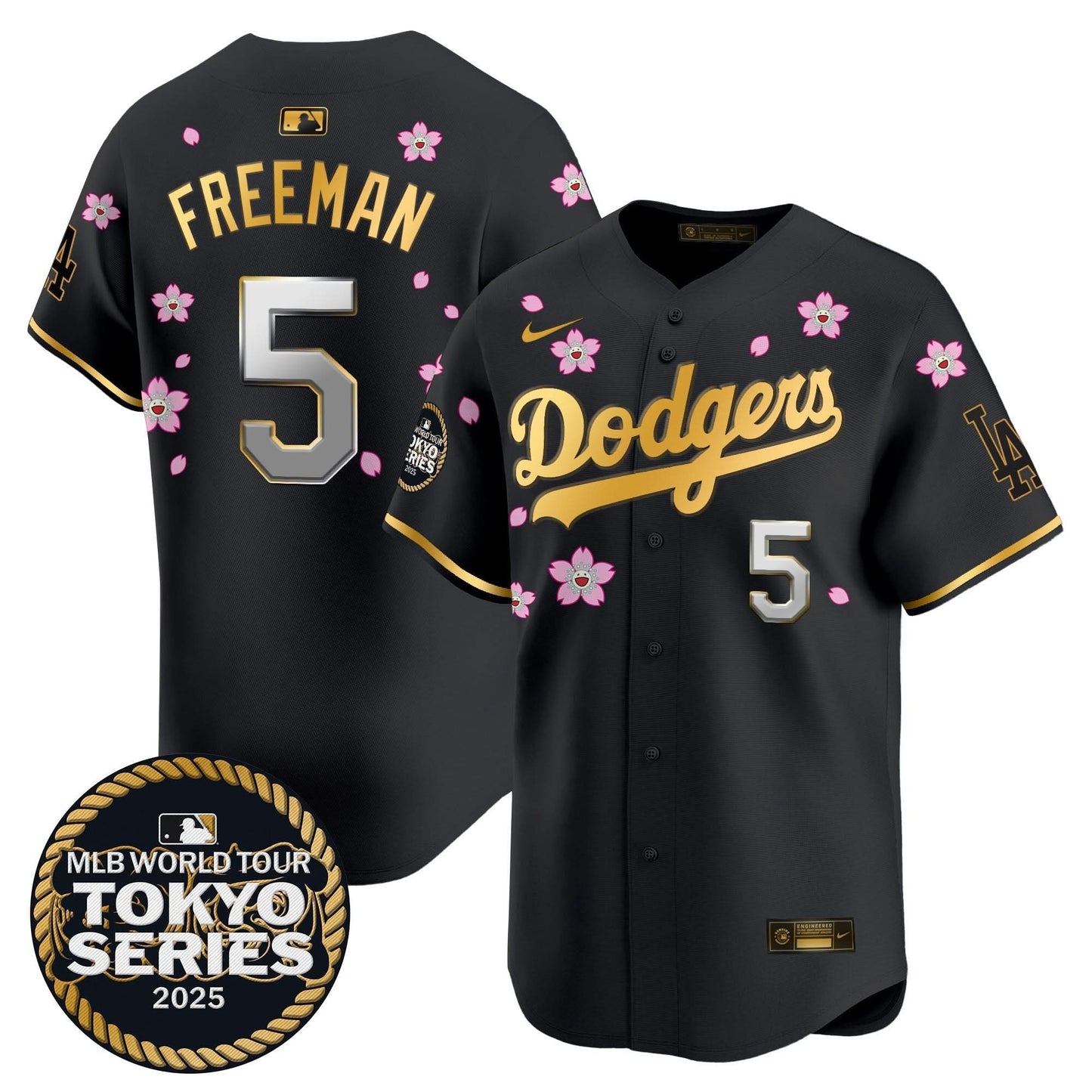 Dodgers Tokyo Series 2025 Gold Trim Vapor Premier Limited Jersey V2 - Stitched