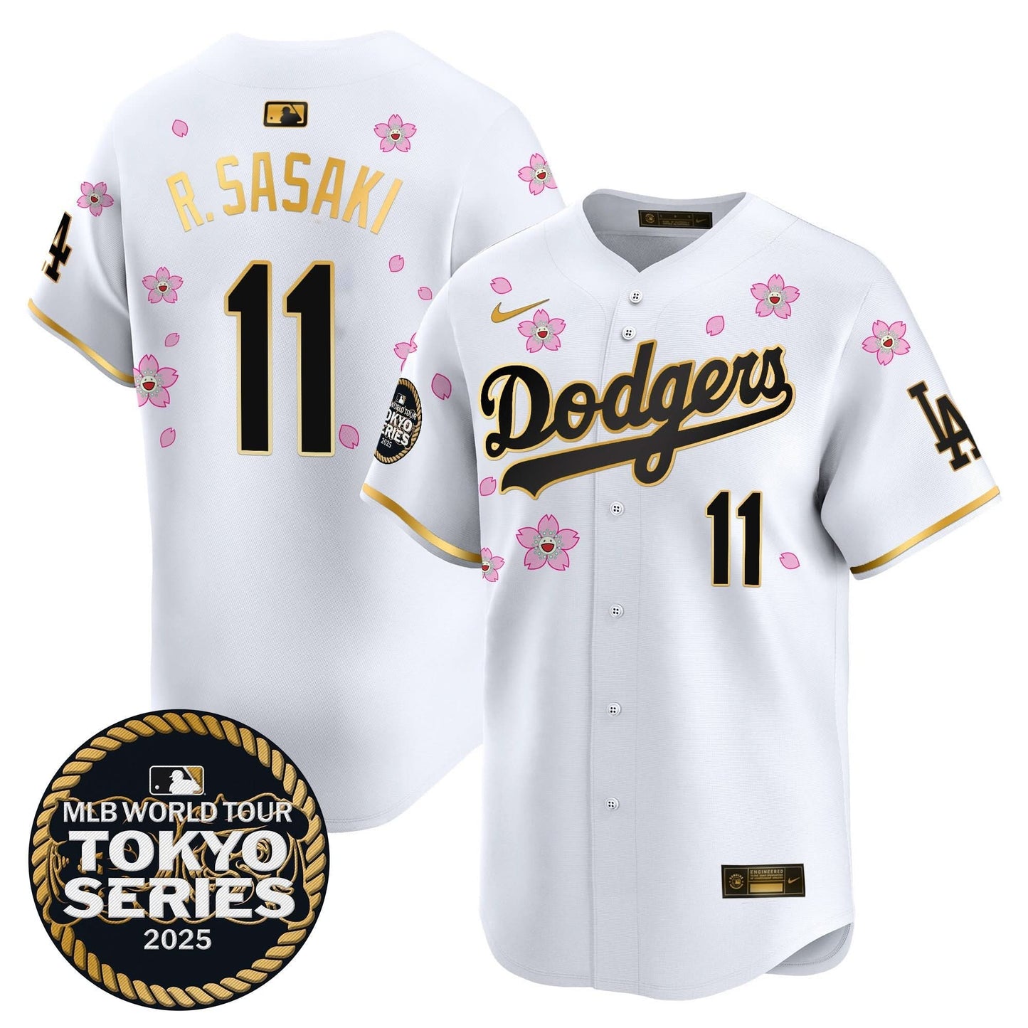 Dodgers Tokyo Series 2025 Gold Trim Vapor Premier Limited Jersey V2 - Stitched