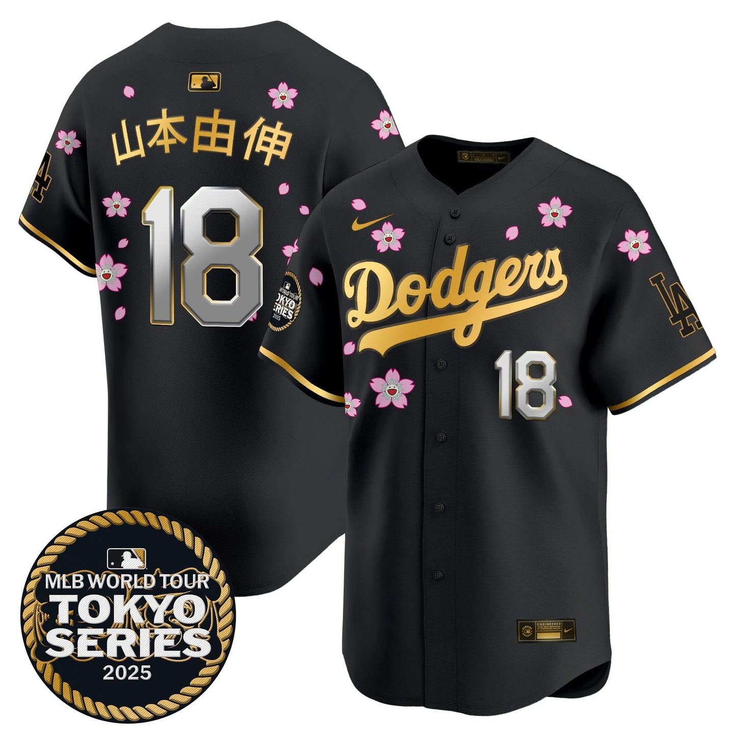 Dodgers Tokyo Series 2025 Gold Trim Vapor Premier Limited Jersey V2 - Stitched