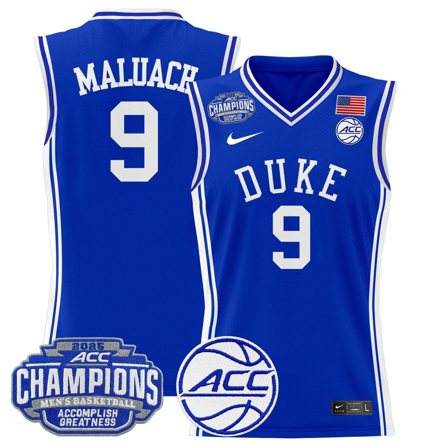 Duke Blue Devils 2025 ACC Conference Tournament Champions Basketball Jersey - All Stitched