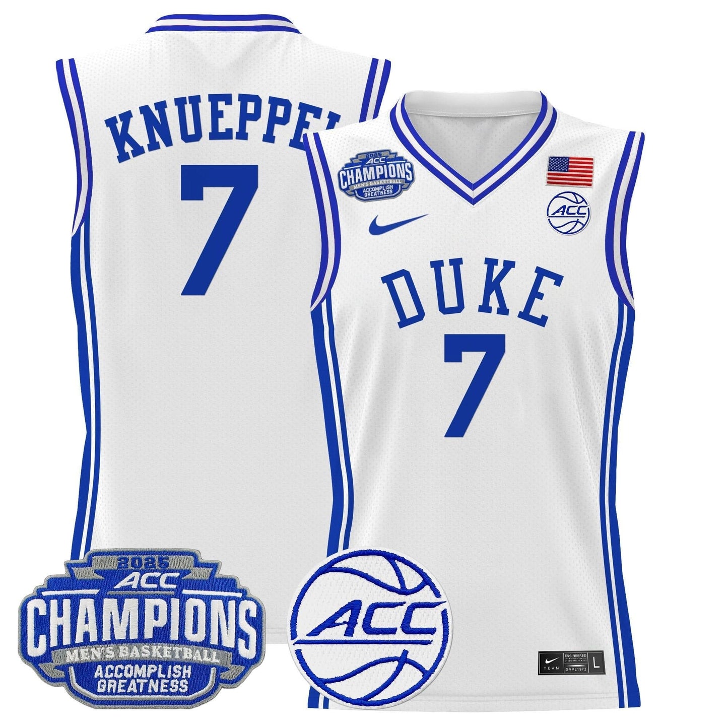 Duke Blue Devils 2025 ACC Conference Tournament Champions Basketball Jersey - All Stitched
