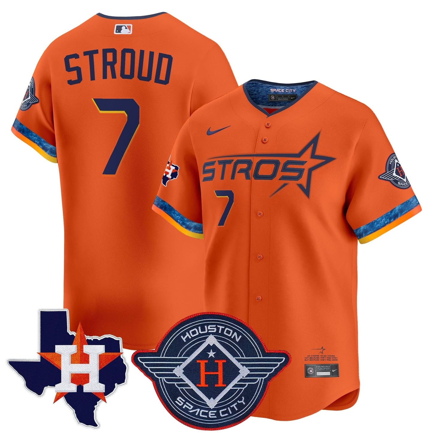 Houston Astros 2025 City Connect Texas Patch Vapor Premier Limited Jersey - All Stitched