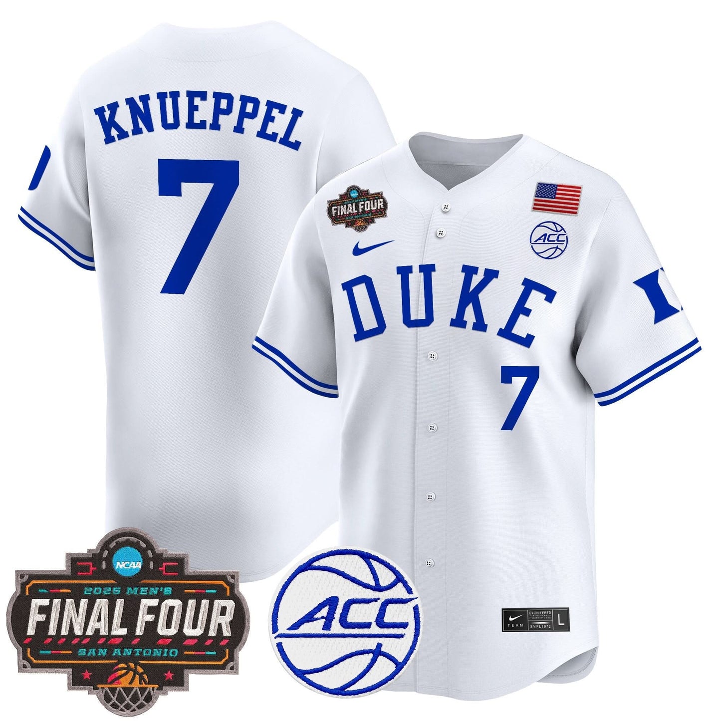 Duke Blue Devils 2025 Final Four Patch Vapor Baseball Jersey - All Stitched