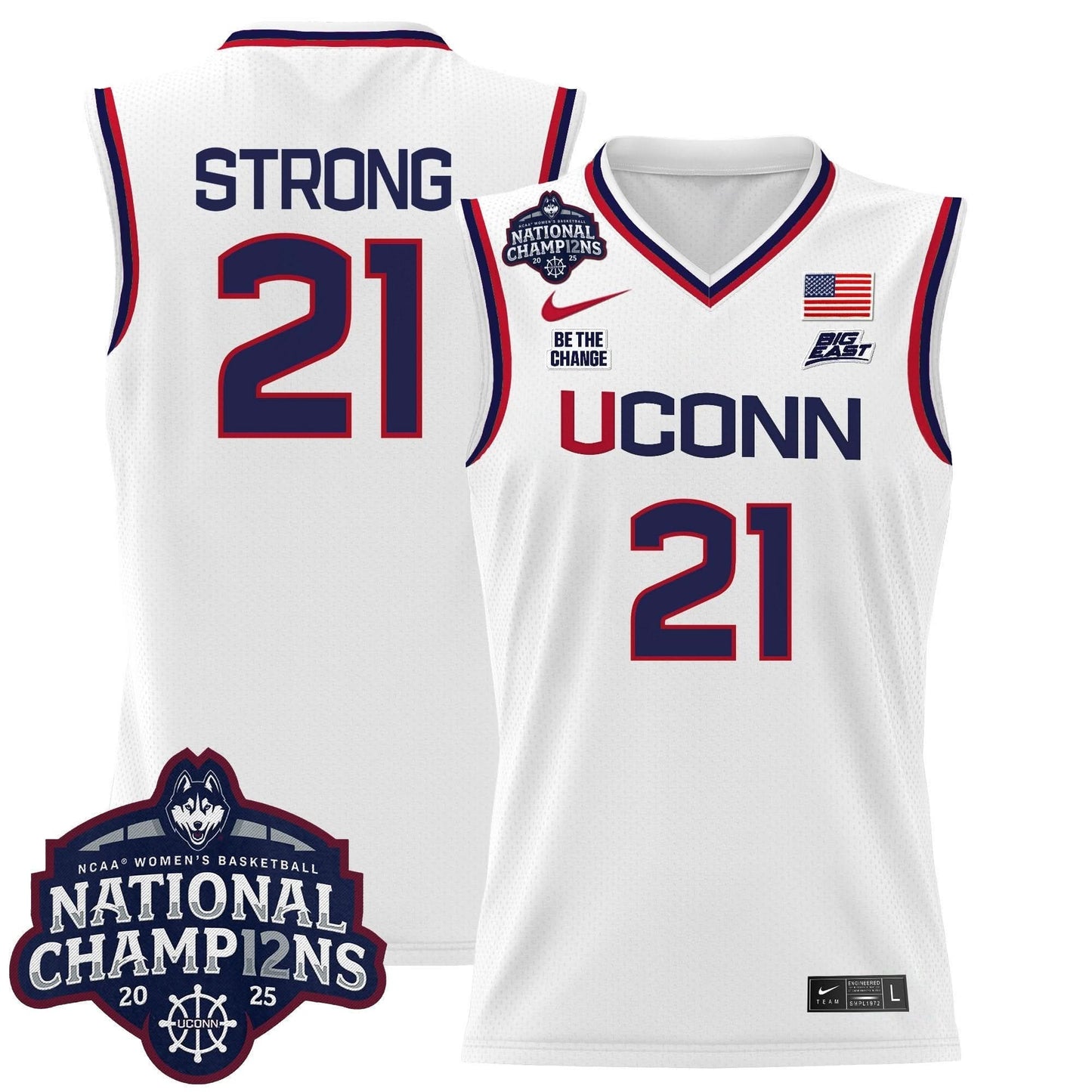 UConn Huskies 2025 Women's National Champions Patch Lightweight Basketball Jersey - All Stitched