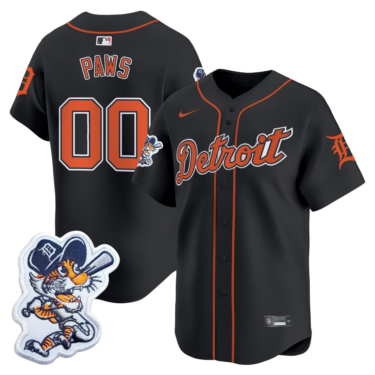 Detroit Tigers Paws Patch Vapor Premier Limited Jersey - All Stitched
