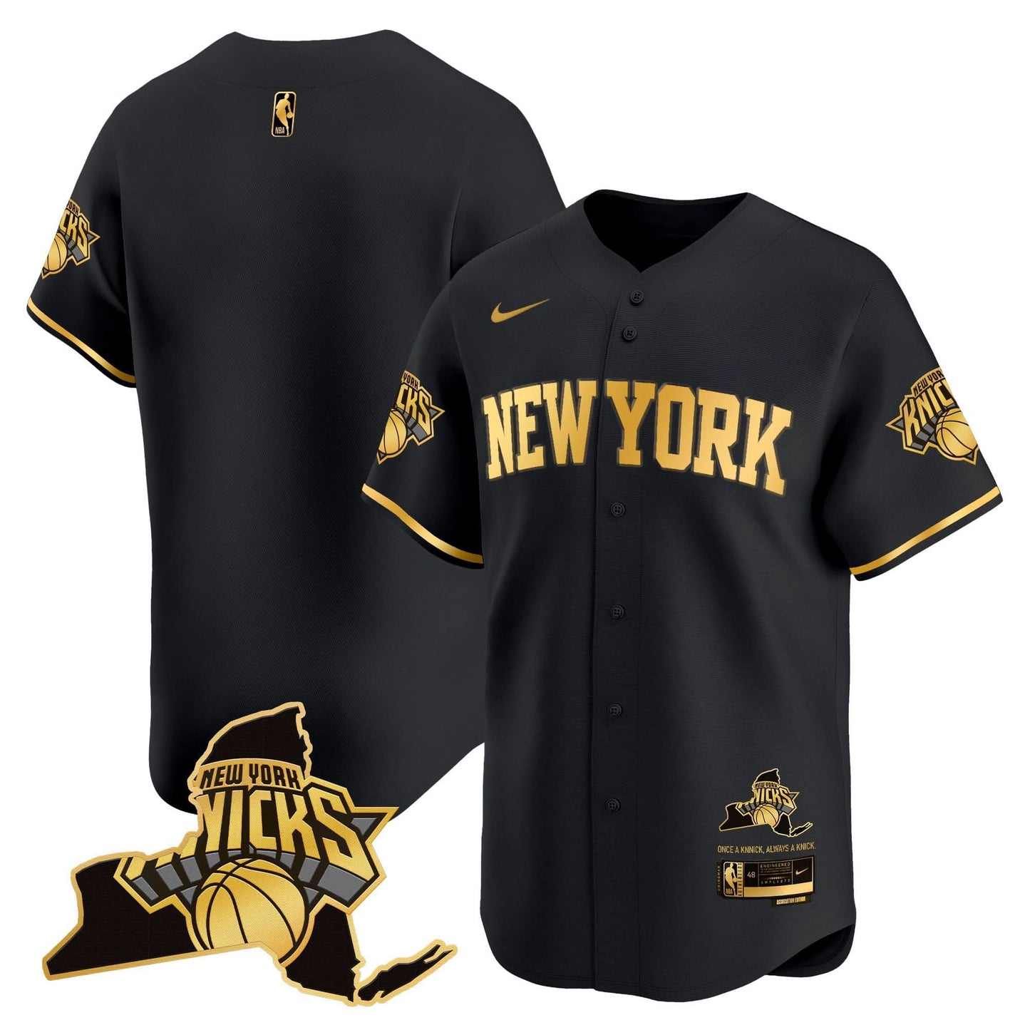 New York Knicks Vapor Baseball Jersey - All Stitched