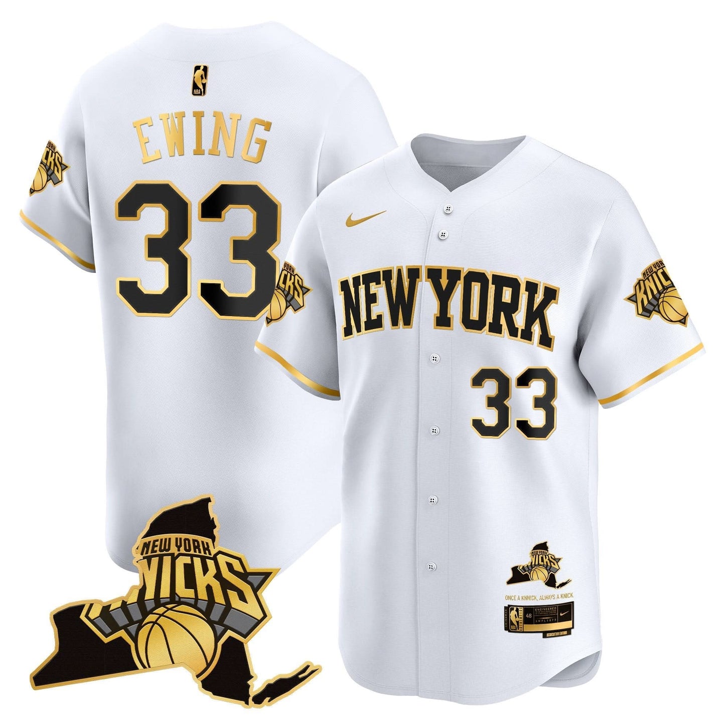 New York Knicks Vapor Baseball Jersey - All Stitched
