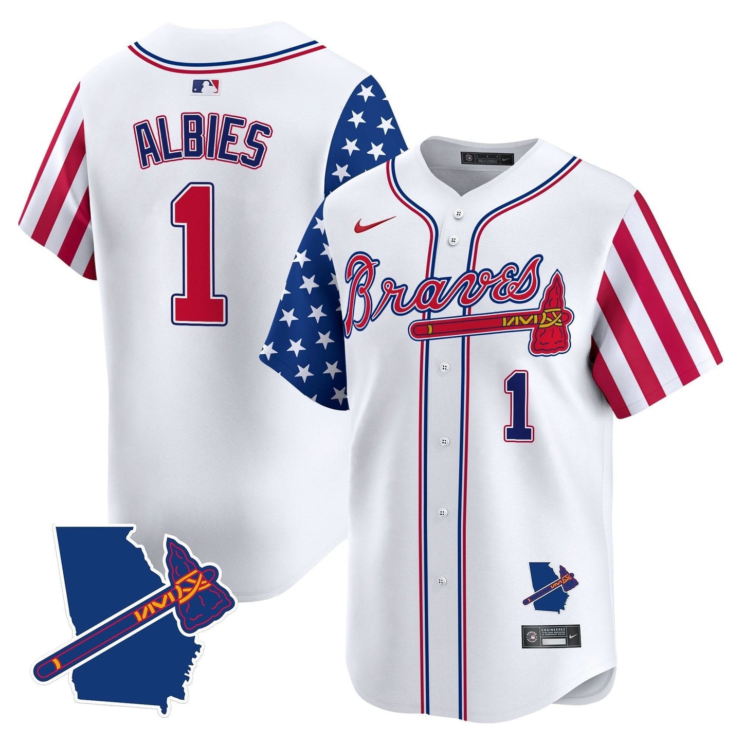 Atlanta Braves 2025 Independence Day Vapor Premier Limited Jersey N1 - All Stitched