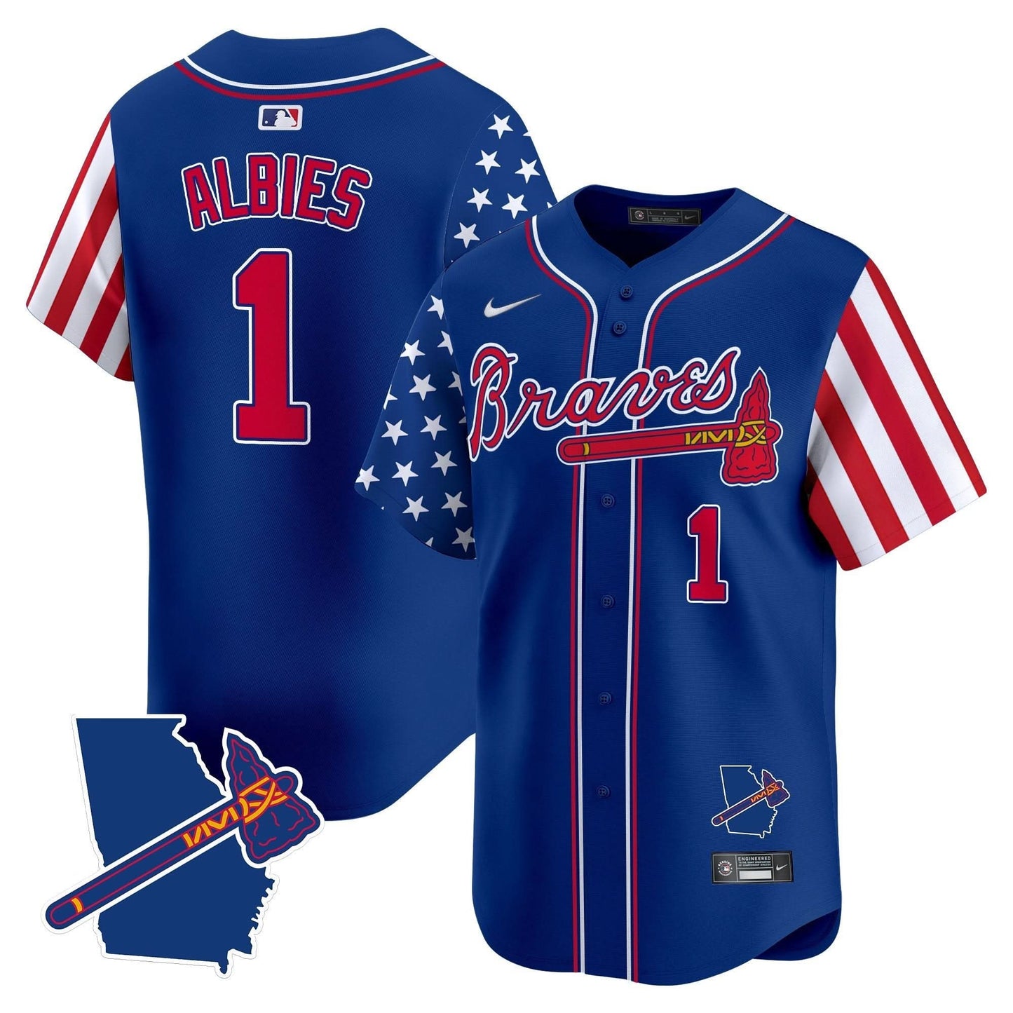 Atlanta Braves 2025 Independence Day Vapor Premier Limited Jersey N1 - All Stitched