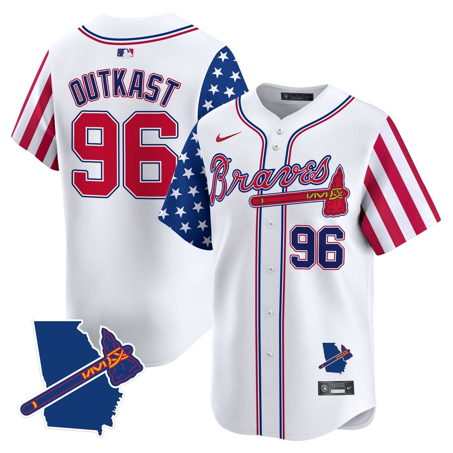 Atlanta Braves 2025 Independence Day Vapor Premier Limited Jersey N1 - All Stitched