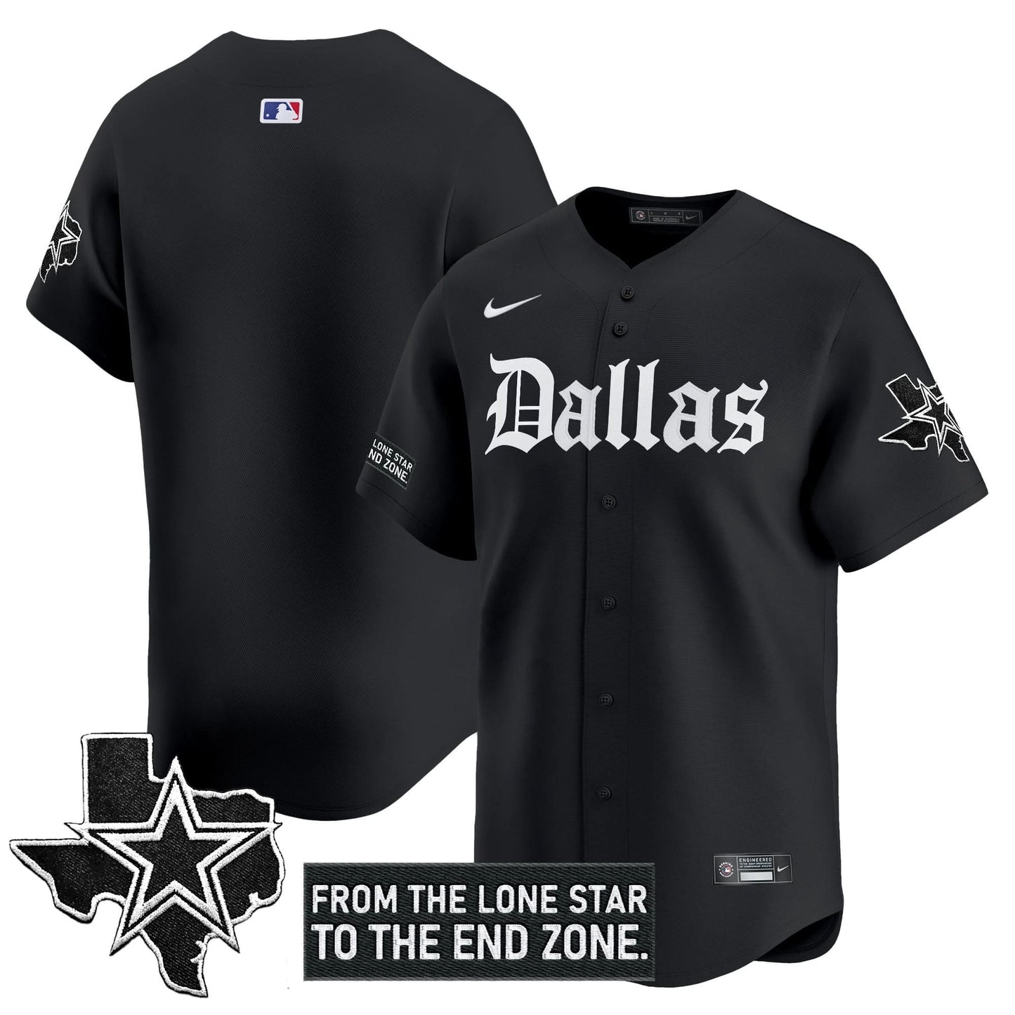 Dallas Cowboys 'Gothic Lone Star Edition' Vapor Baseball Jersey - All Stitched