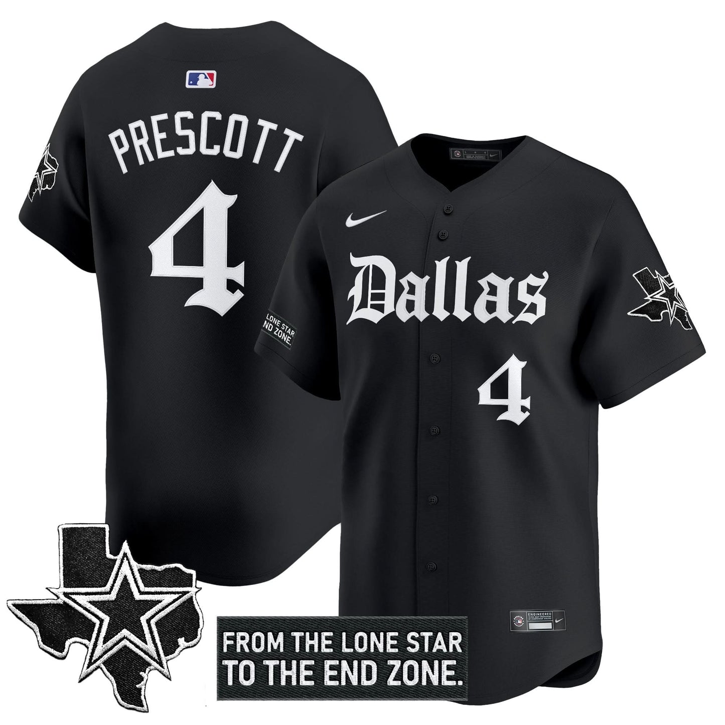 Dallas Cowboys 'Gothic Lone Star Edition' Vapor Baseball Jersey - All Stitched