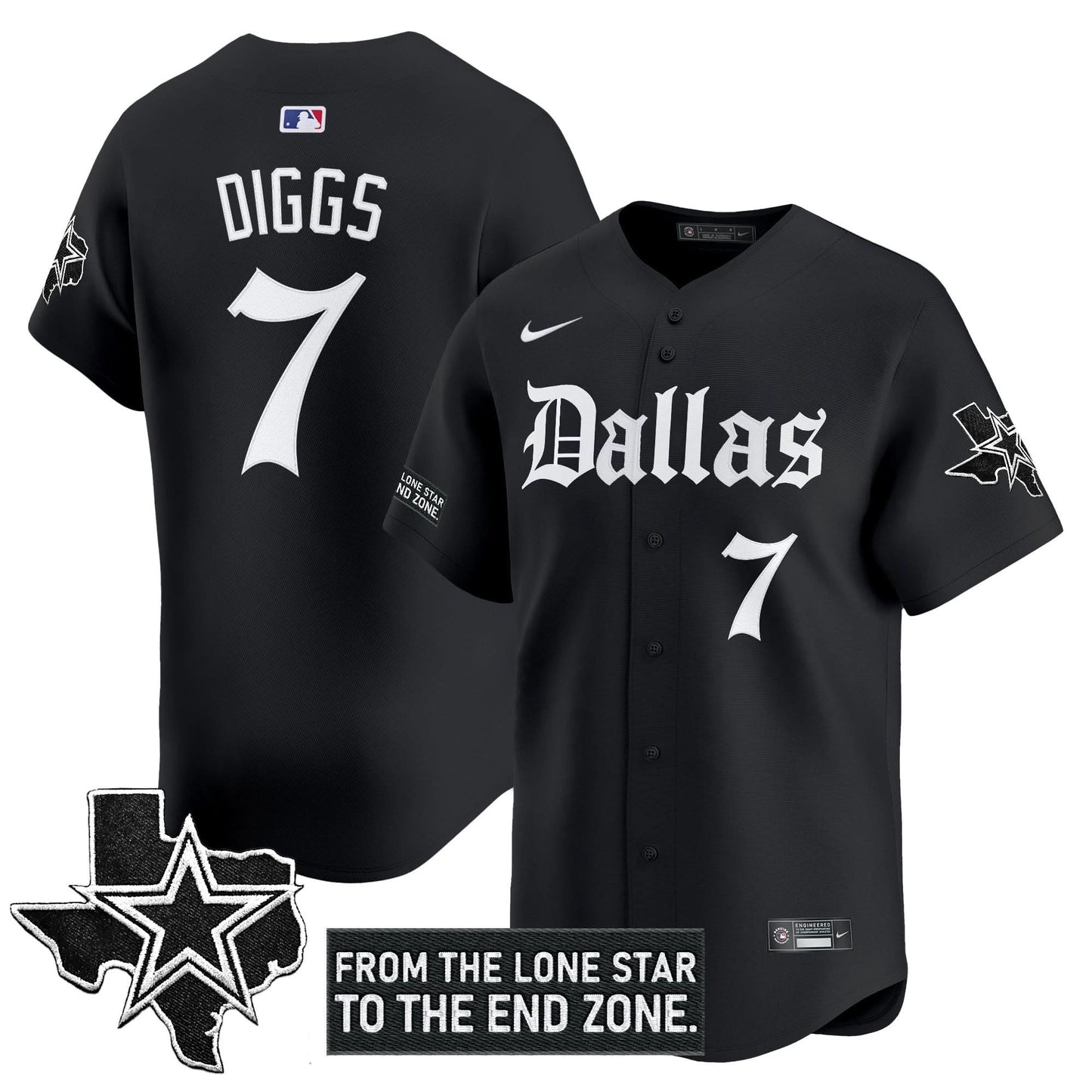 Dallas Cowboys 'Gothic Lone Star Edition' Vapor Baseball Jersey - All Stitched