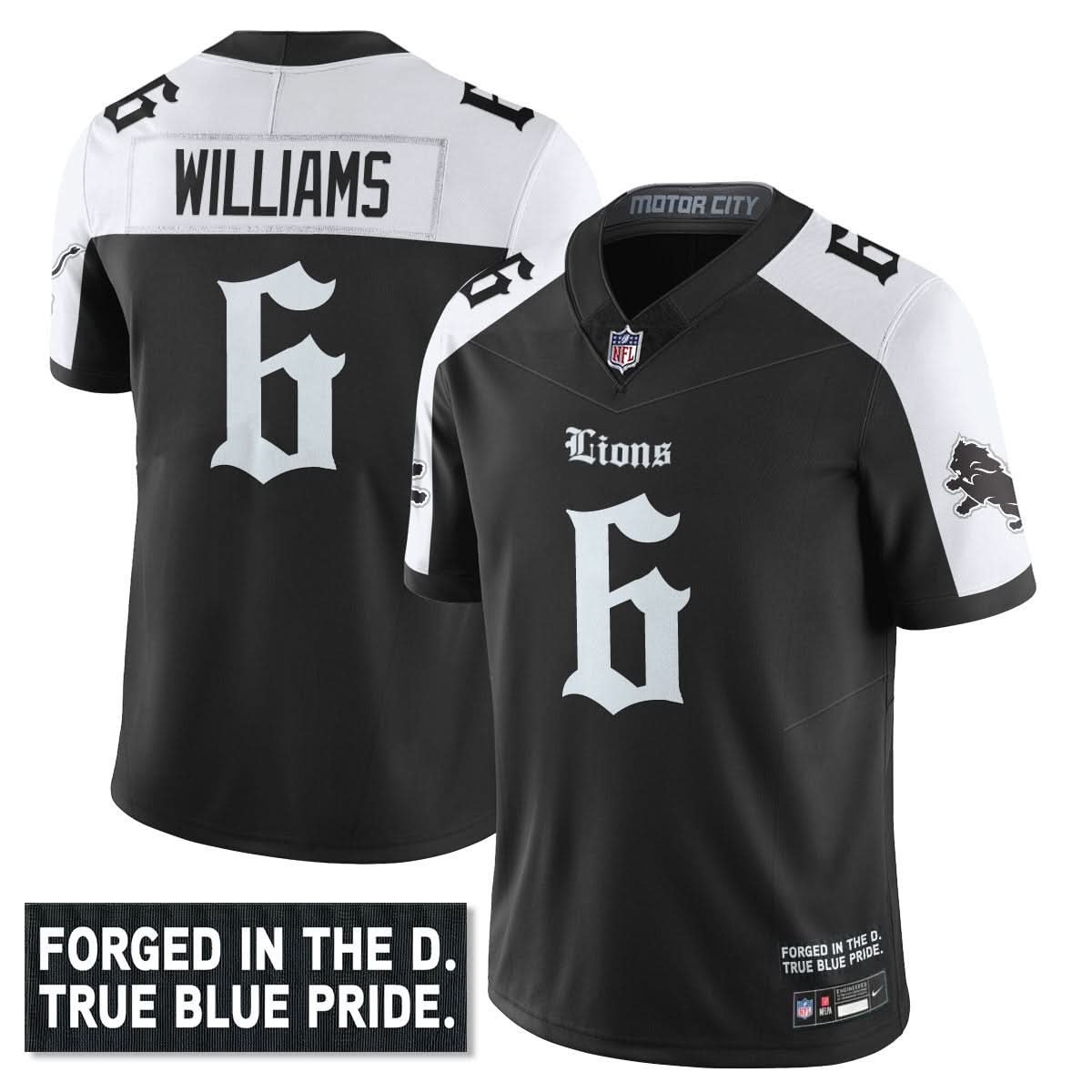 Detroit Lions 'Gothic Motor City Edition' Vapor Limited Jersey - All Stitched