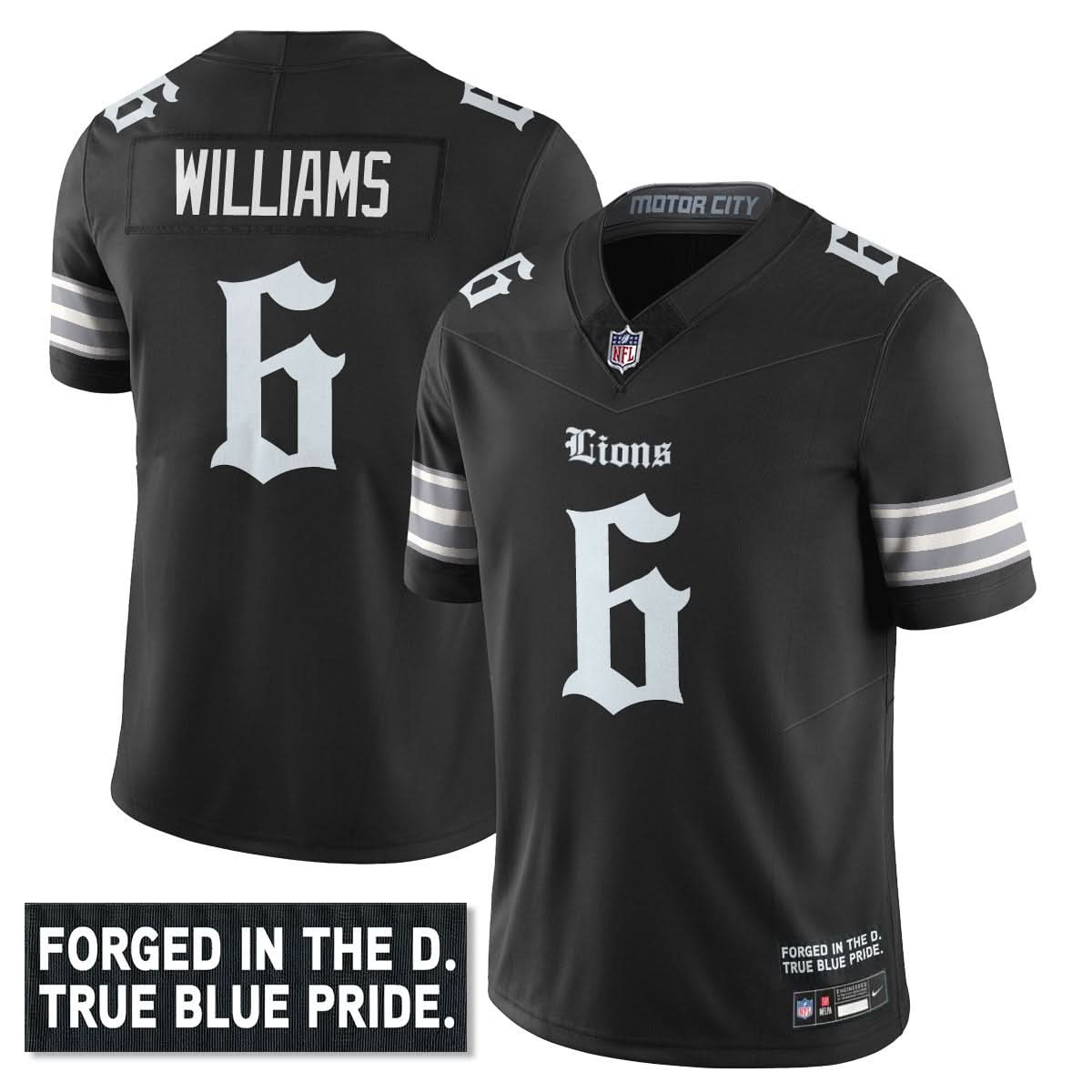 Detroit Lions 'Gothic Motor City Edition' Vapor Limited Jersey - All Stitched
