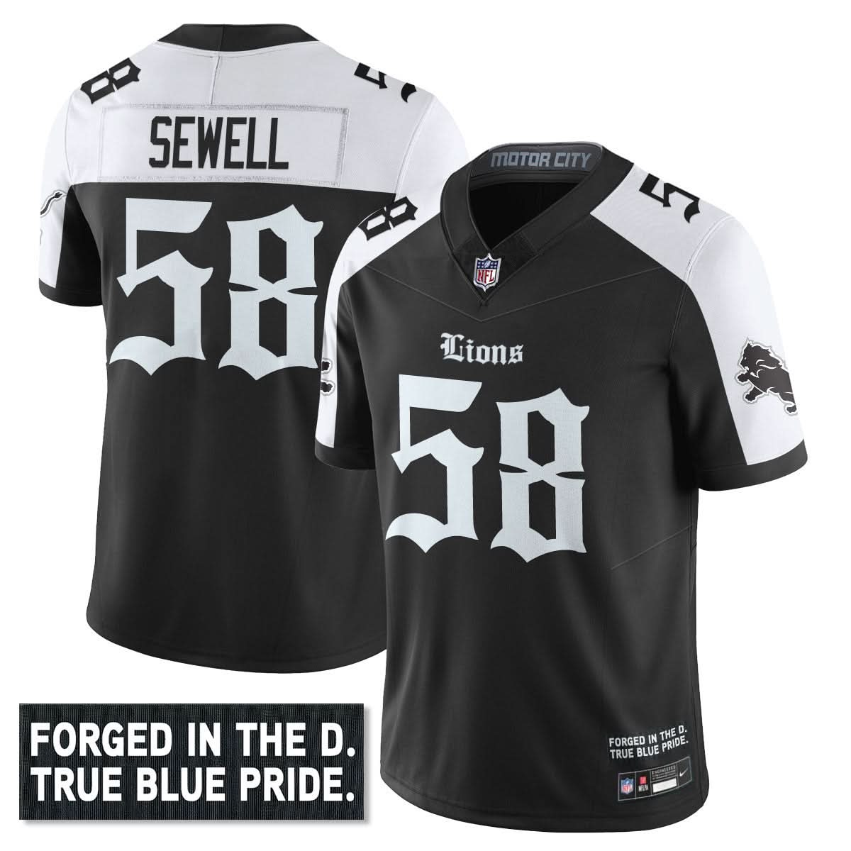 Detroit Lions 'Gothic Motor City Edition' Vapor Limited Jersey - All Stitched