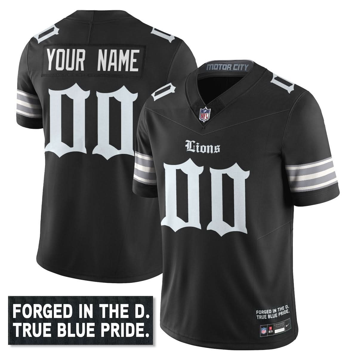 Detroit Lions 'Gothic Motor City Edition' Vapor Limited Jersey - All Stitched
