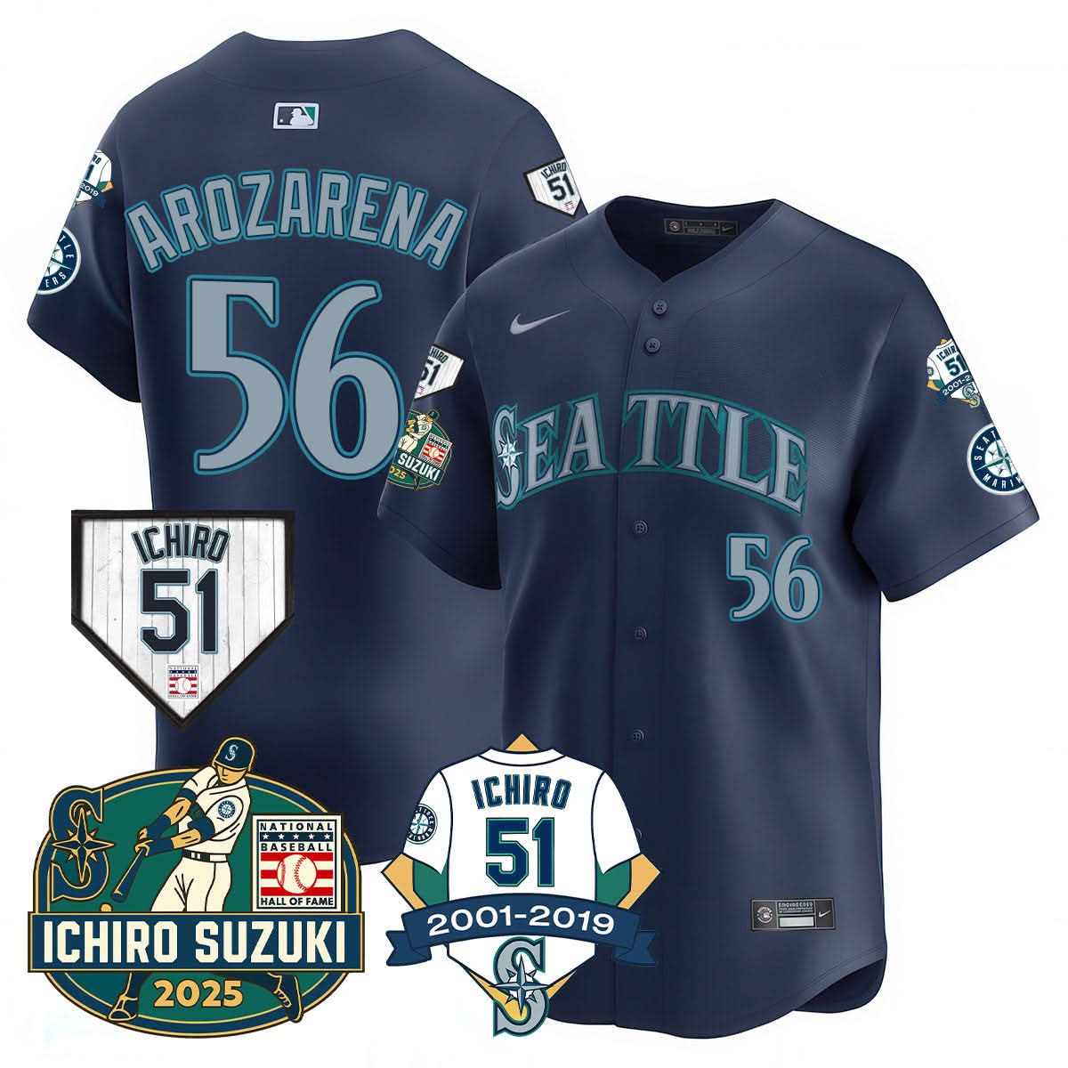 Seattle Mariners Ichiro Number Retirement Jersey - All Stitched