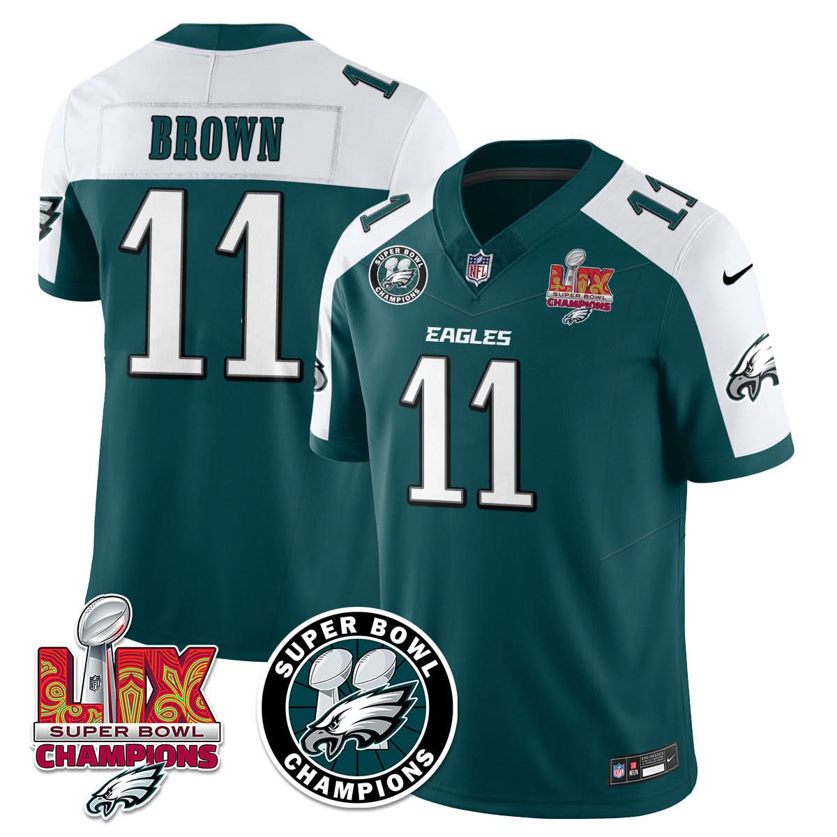 Philadelphia Eagles Super Bowl LIX Champions Jersey - All Stitched