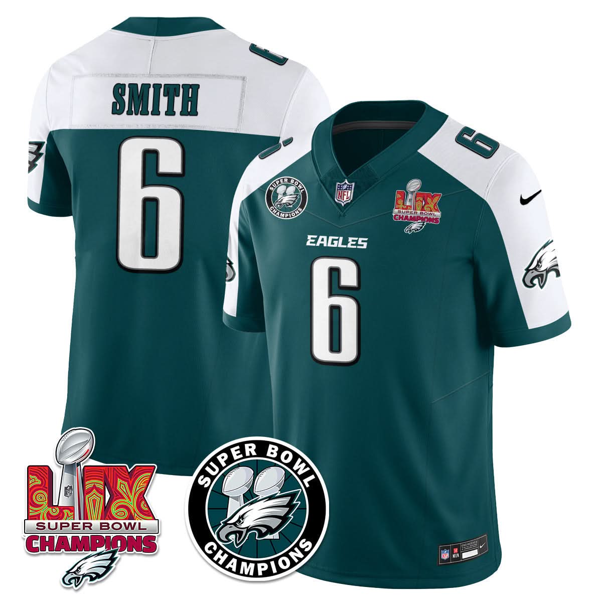 Philadelphia Eagles Super Bowl LIX Champions Jersey - All Stitched