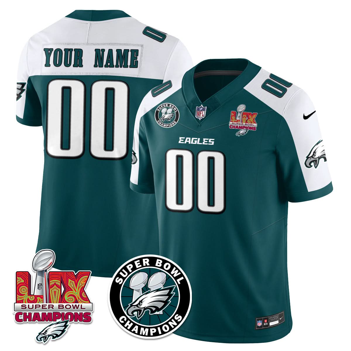 Philadelphia Eagles Super Bowl LIX Champions Jersey - All Stitched