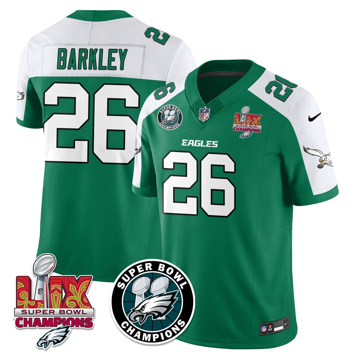 Philadelphia Eagles Super Bowl LIX Champions Jersey - All Stitched