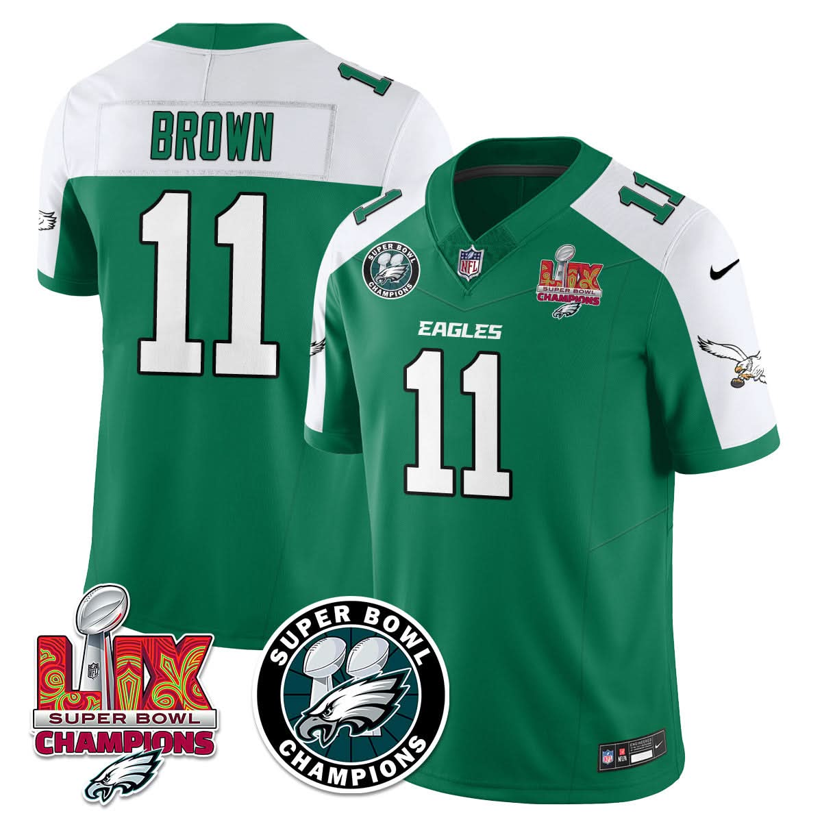 Philadelphia Eagles Super Bowl LIX Champions Jersey - All Stitched