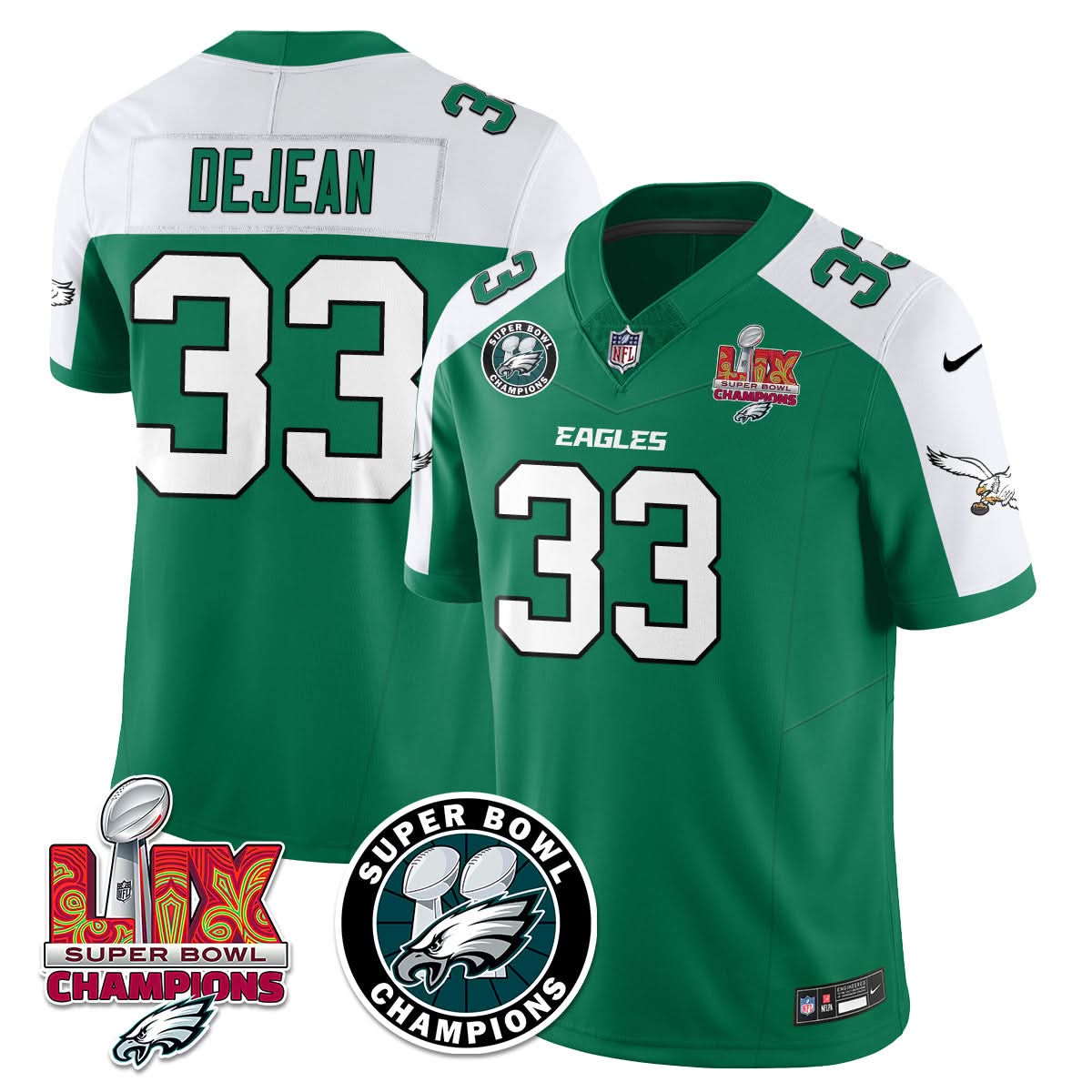 Philadelphia Eagles Super Bowl LIX Champions Jersey - All Stitched