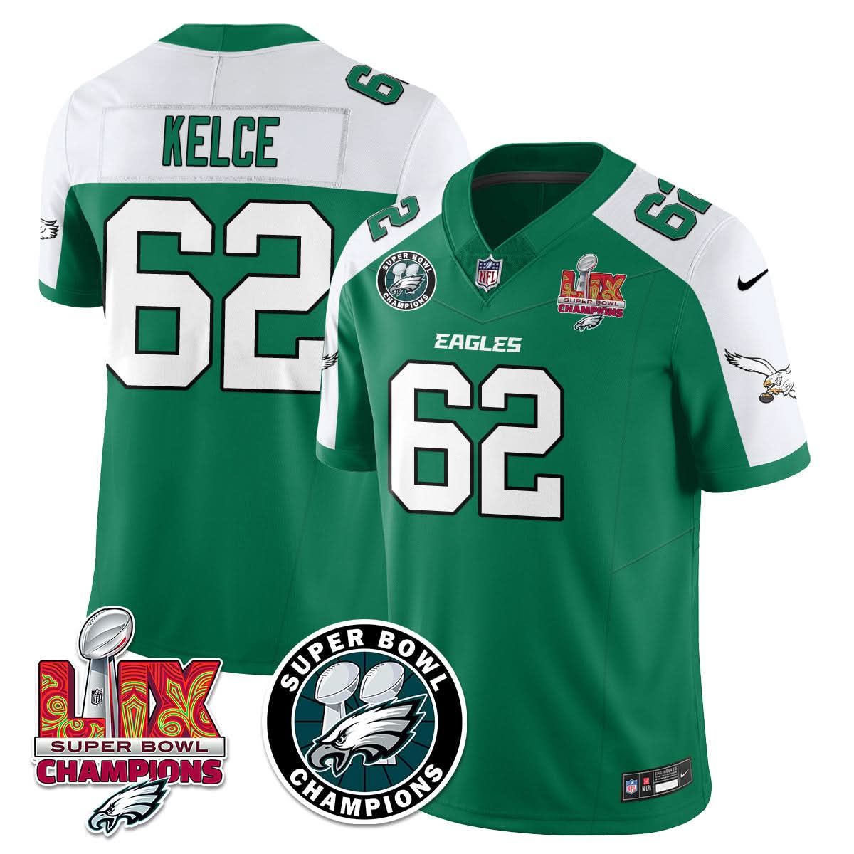 Philadelphia Eagles Super Bowl LIX Champions Jersey - All Stitched