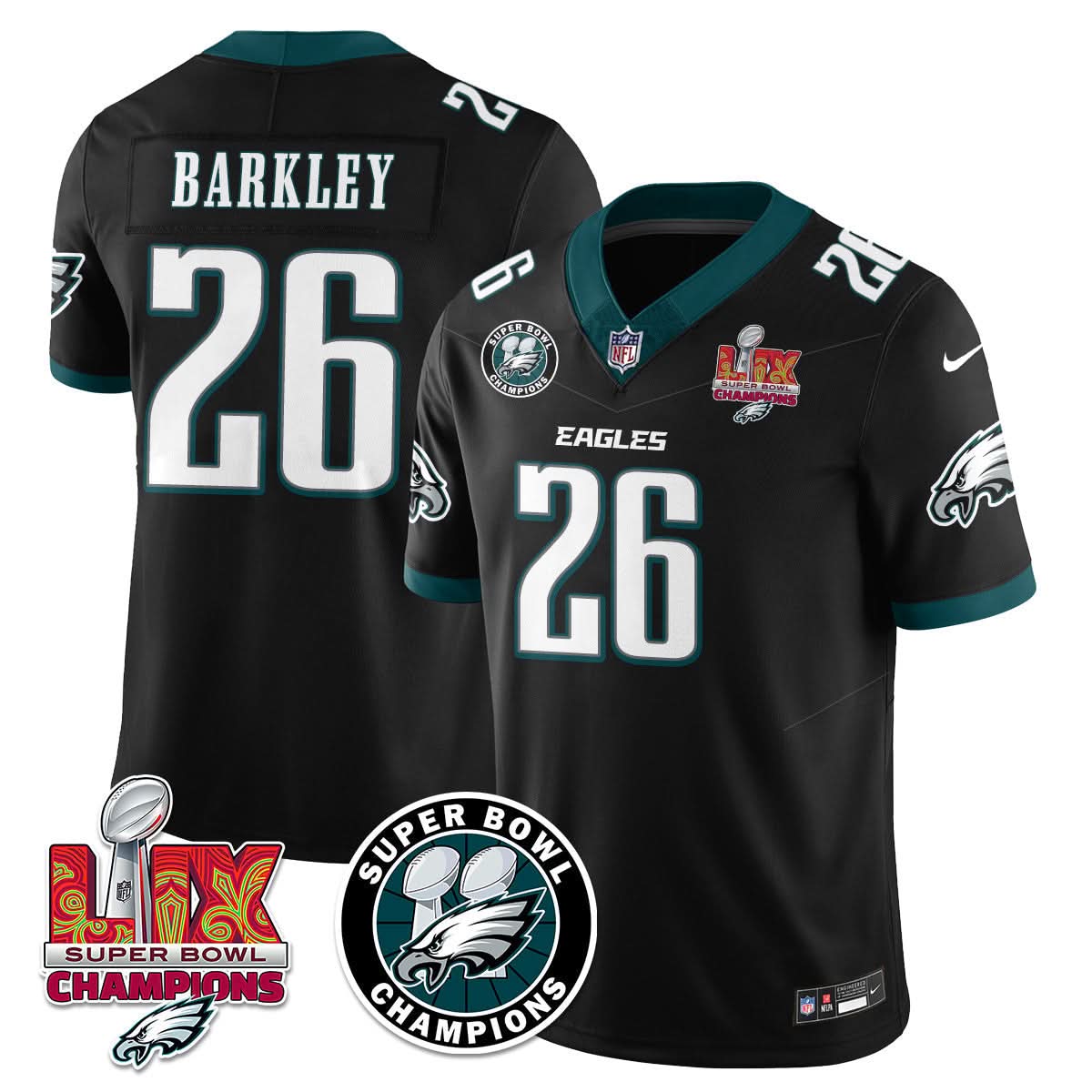 Philadelphia Eagles Super Bowl LIX Champions Jersey - All Stitched