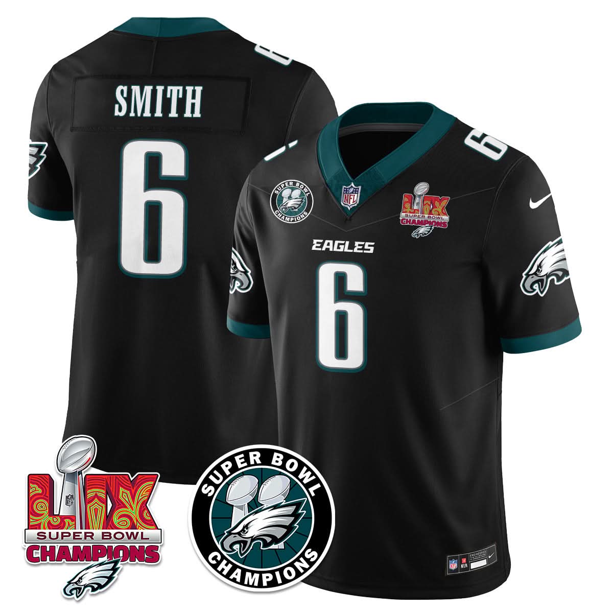 Philadelphia Eagles Super Bowl LIX Champions Jersey - All Stitched