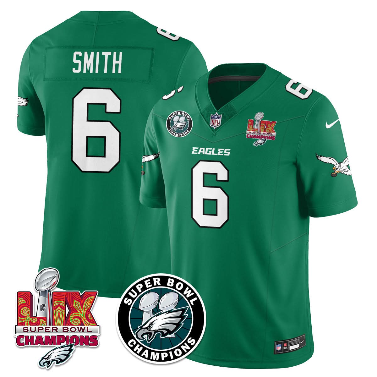 Philadelphia Eagles Super Bowl LIX Champions Jersey - All Stitched