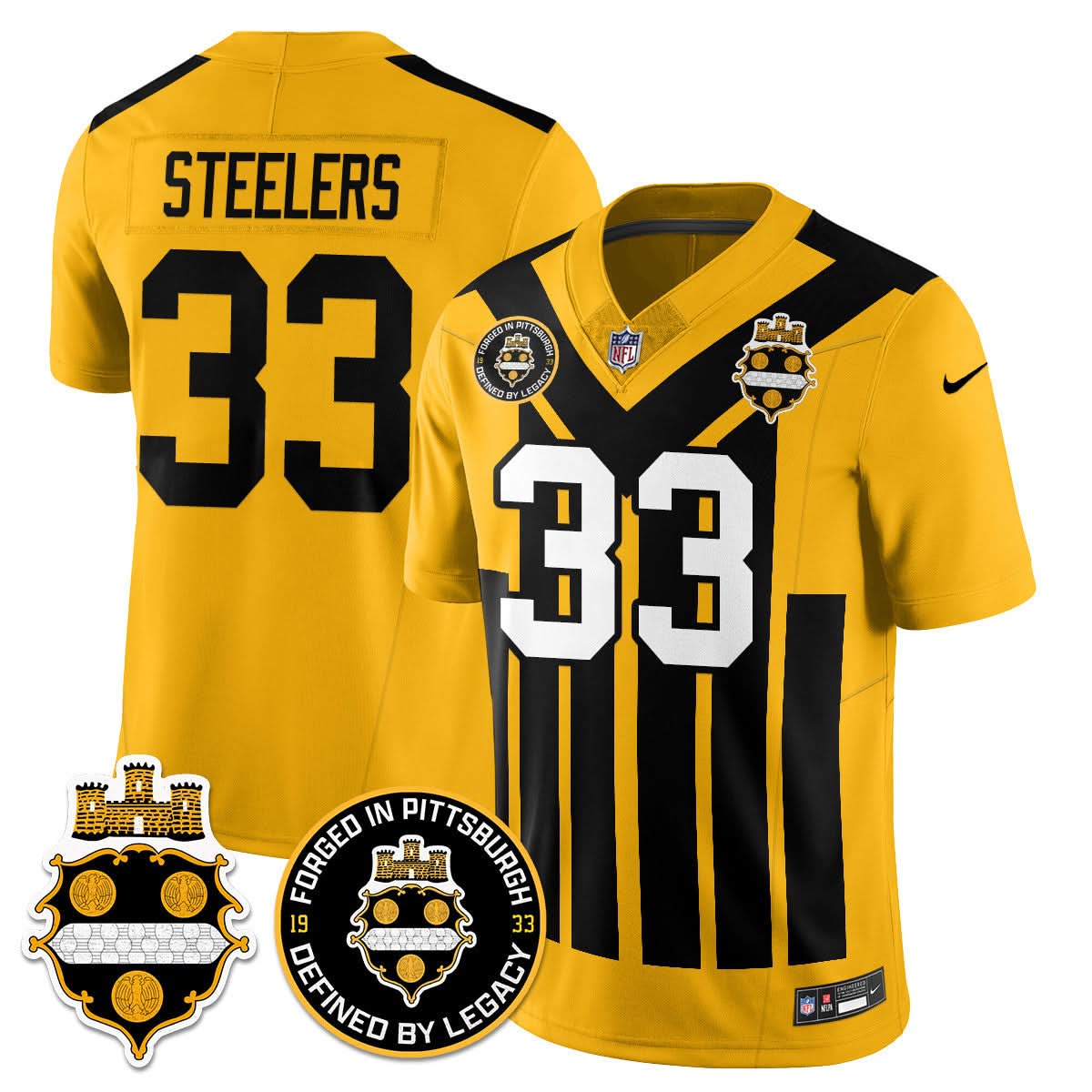 Pittsburgh Steelers Alternate 1933 Throwback Limited Jersey - All Stitched