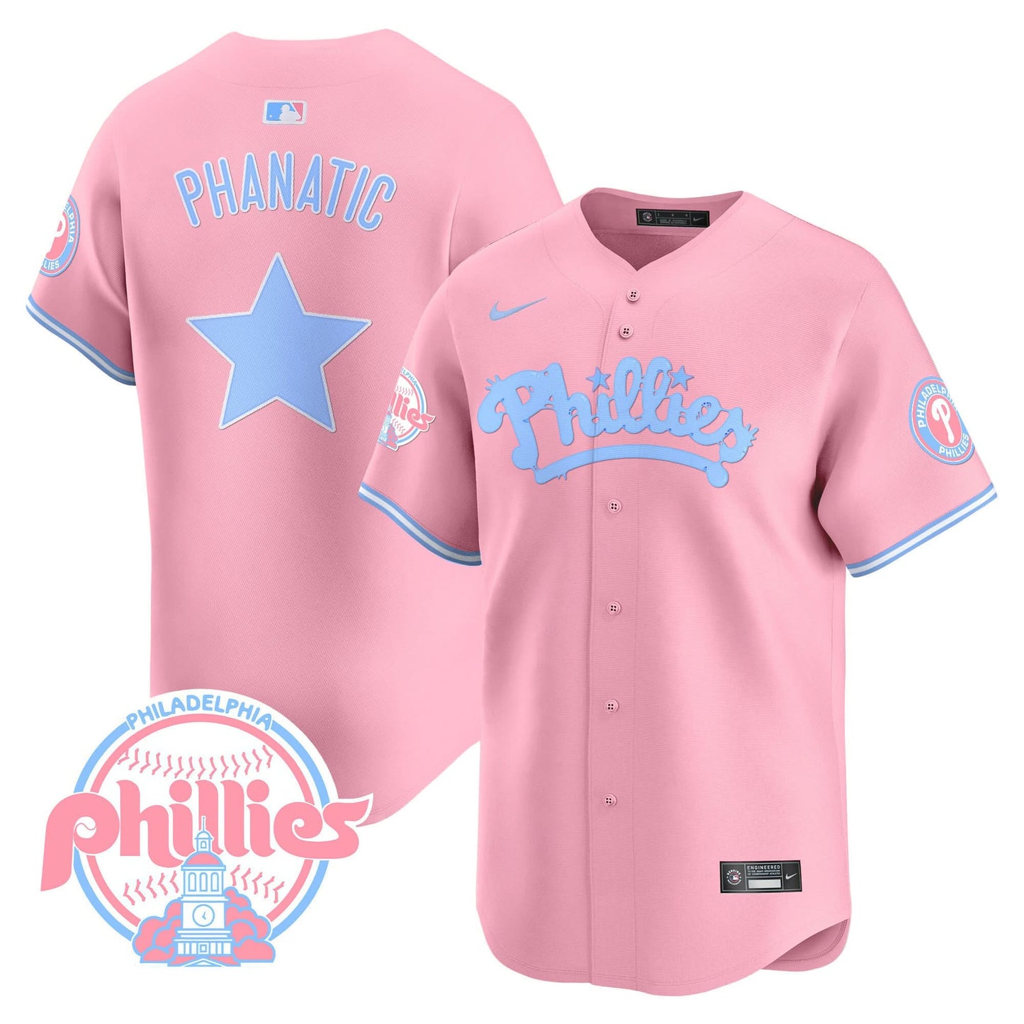 Phillies Bubblegum Pink Vapor Premier Limited Jersey - All Stitched