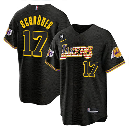 Los Angeles Lakers Flag Baseball Jersey - All Stitched