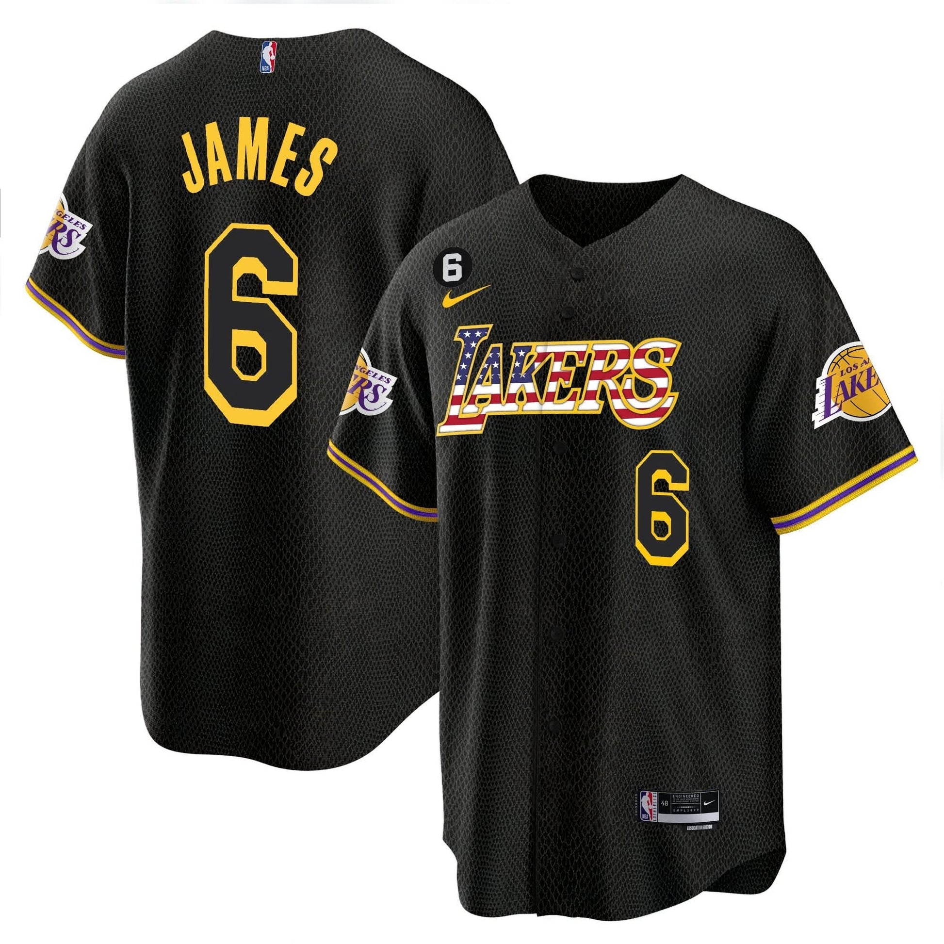Los Angeles Lakers Flag Baseball Jersey - All Stitched