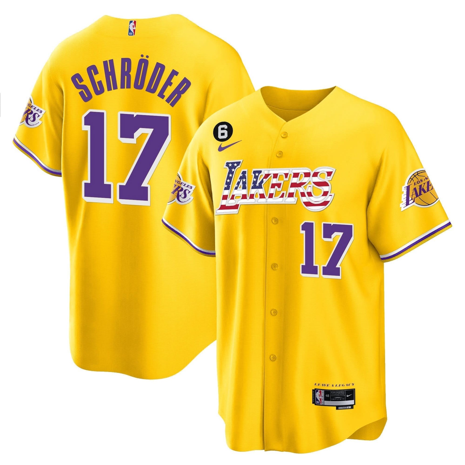 Los Angeles Lakers Flag Baseball Jersey - All Stitched