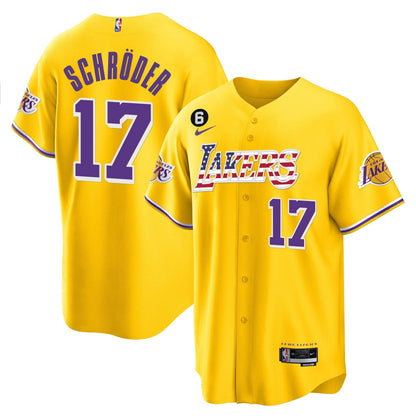 Los Angeles Lakers Flag Baseball Jersey - All Stitched