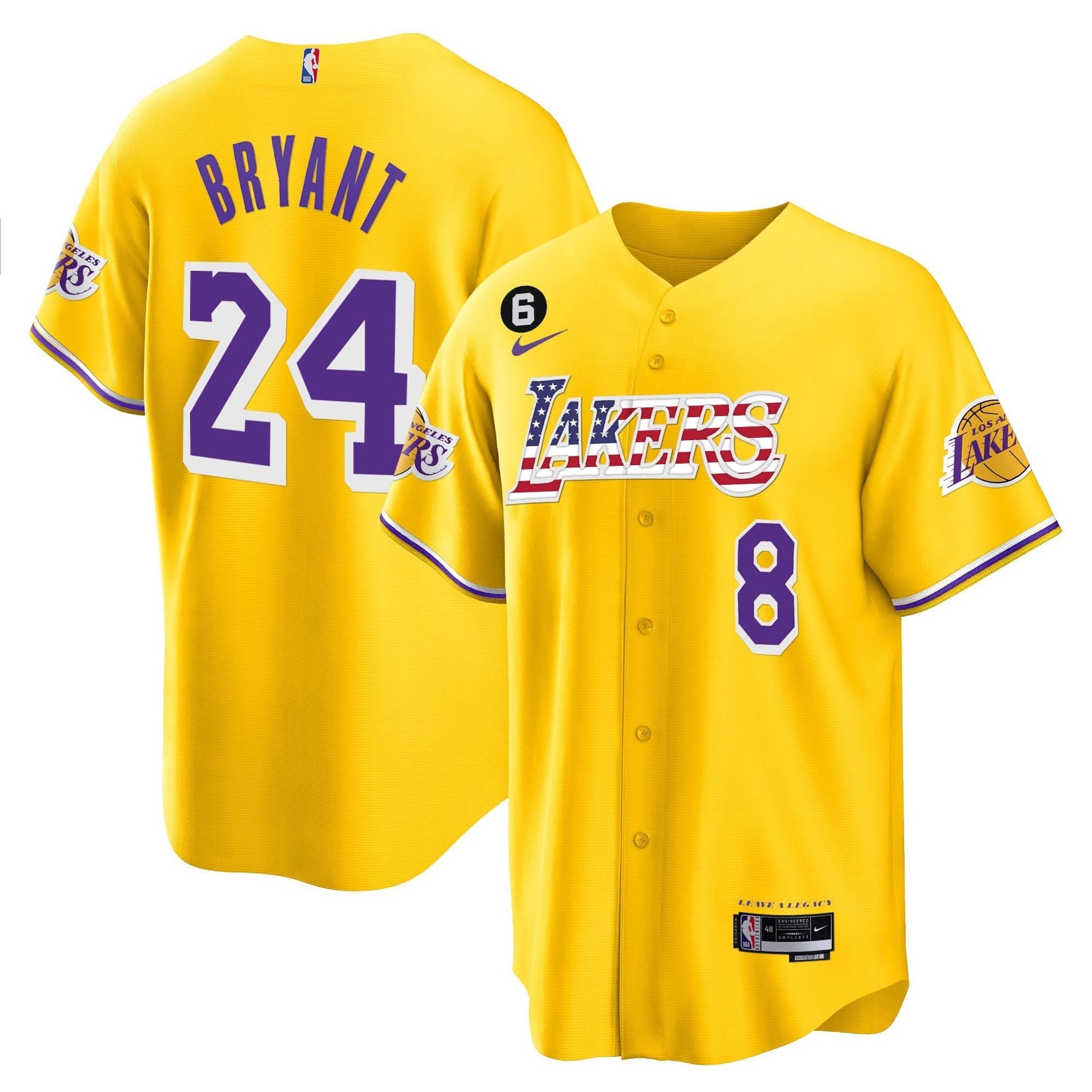 Los Angeles Lakers Flag Baseball Jersey - All Stitched