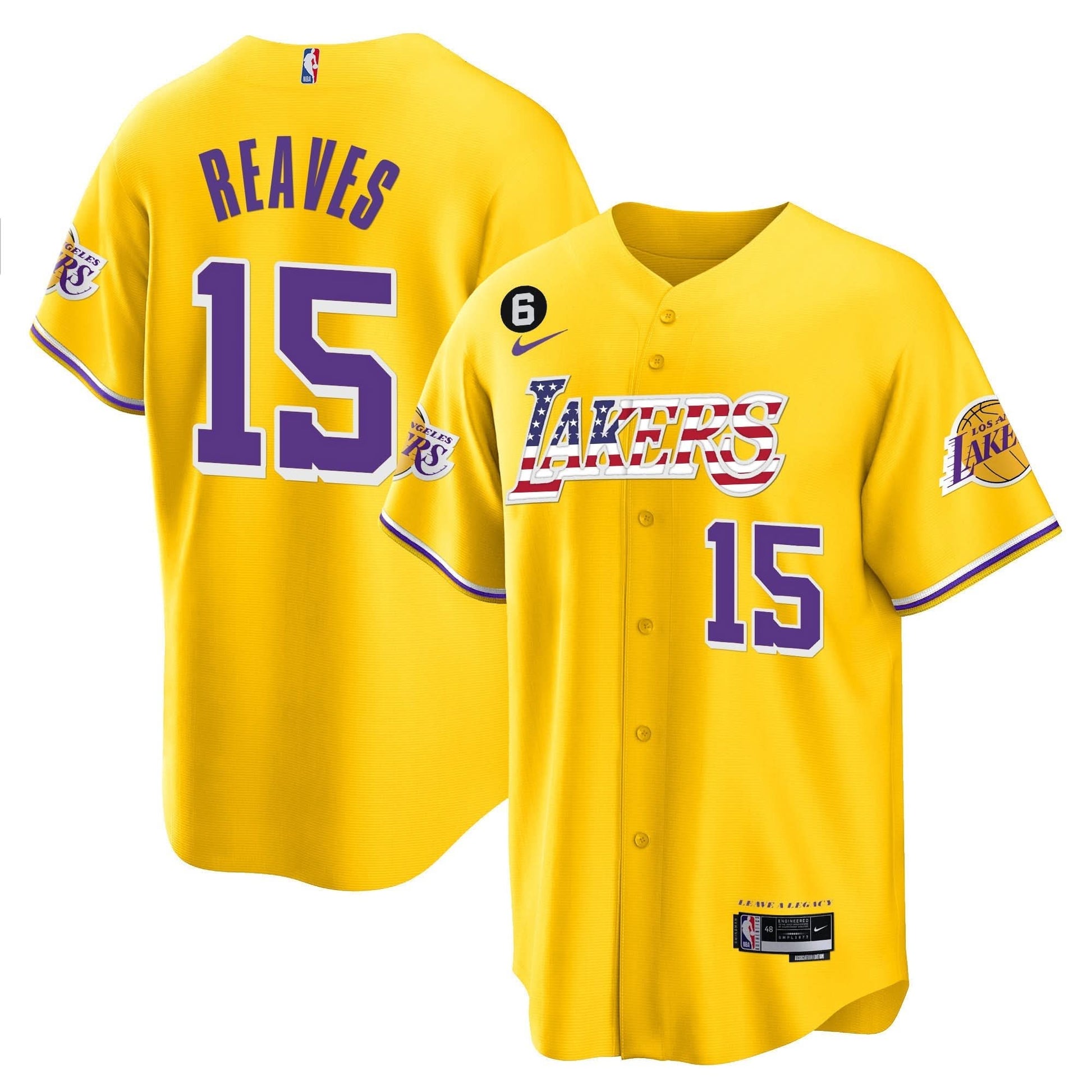 Los Angeles Lakers Flag Baseball Jersey - All Stitched