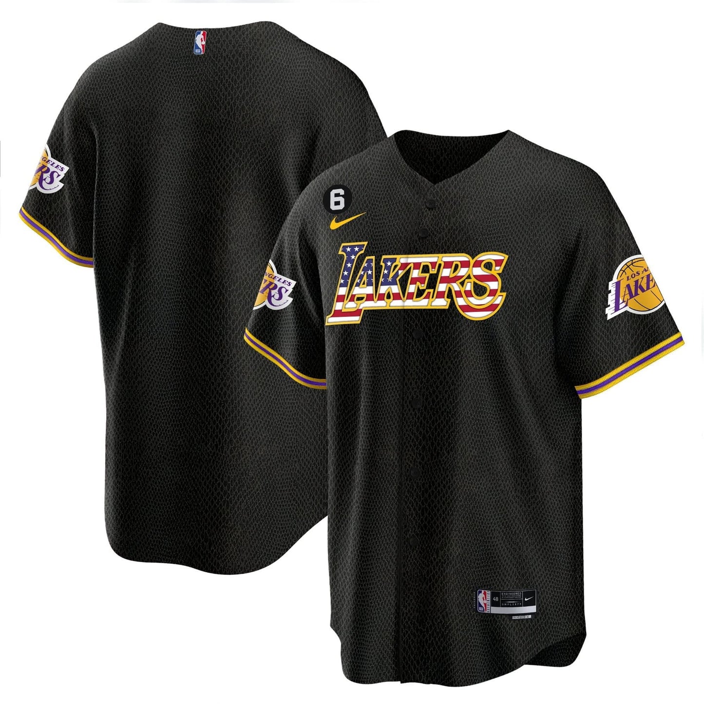 Los Angeles Lakers Flag Baseball Jersey - All Stitched