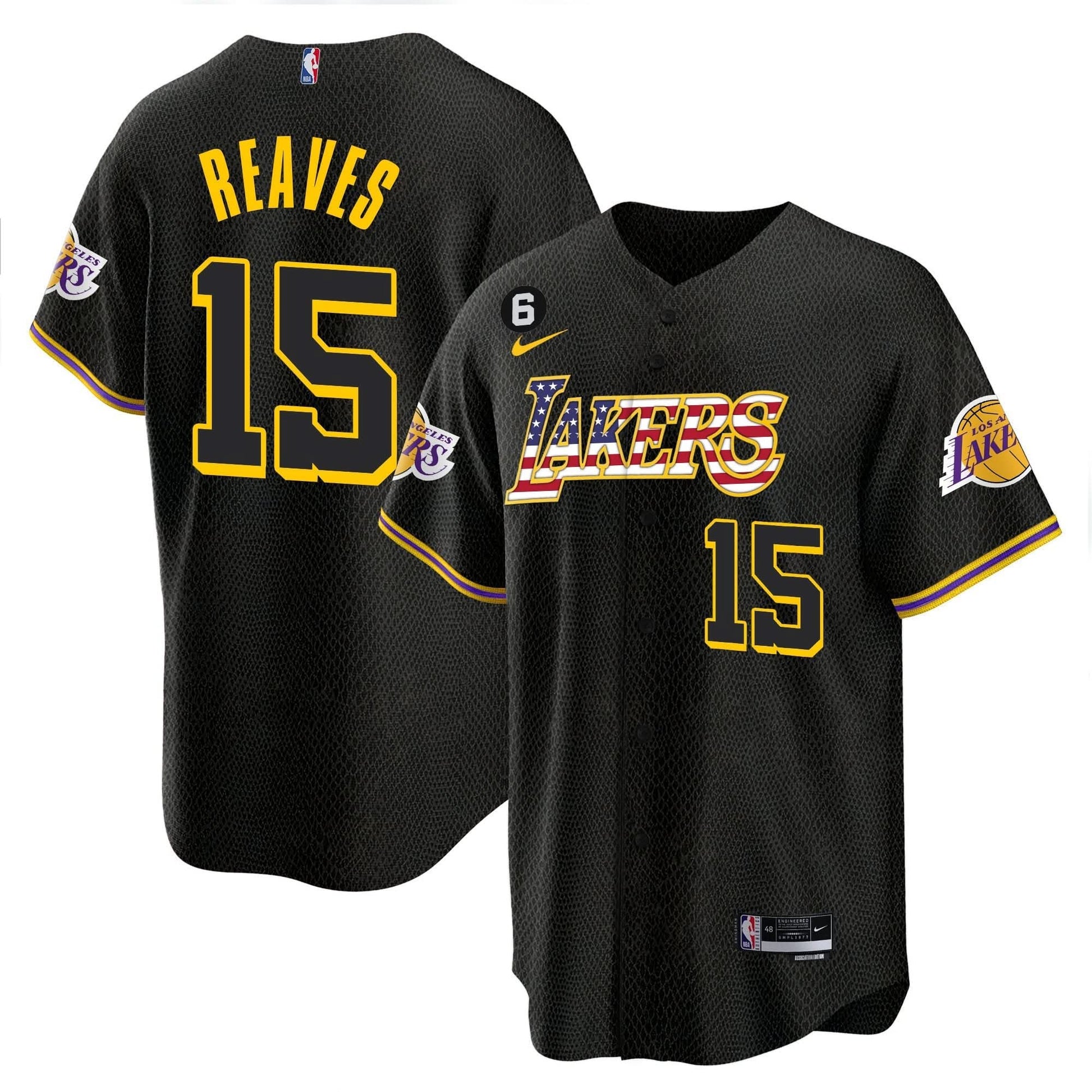 Los Angeles Lakers Flag Baseball Jersey - All Stitched