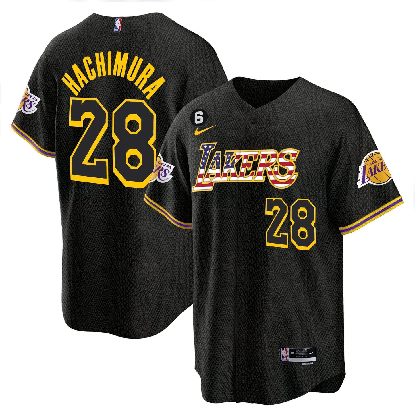 Los Angeles Lakers Flag Baseball Jersey - All Stitched