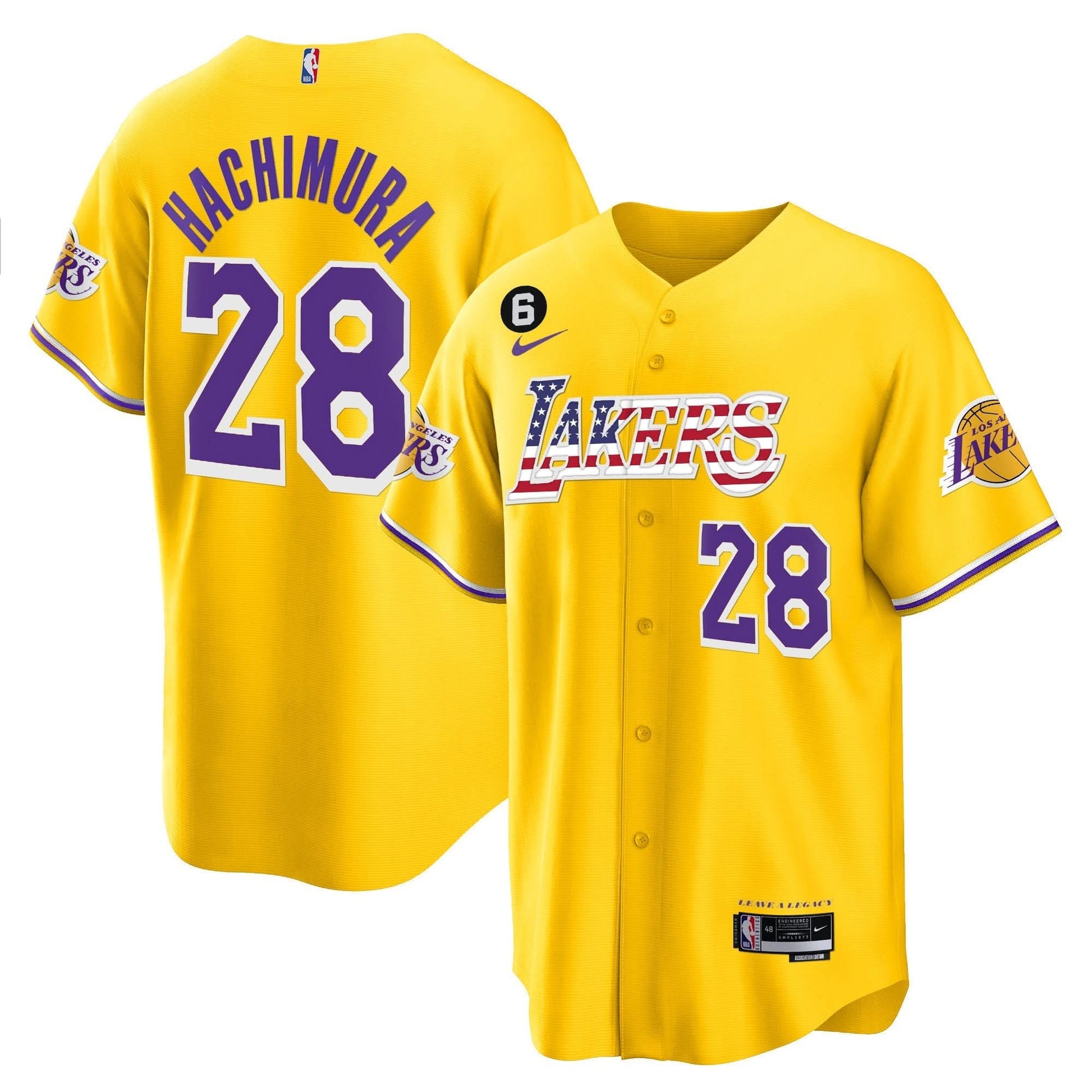 Los Angeles Lakers Flag Baseball Jersey - All Stitched
