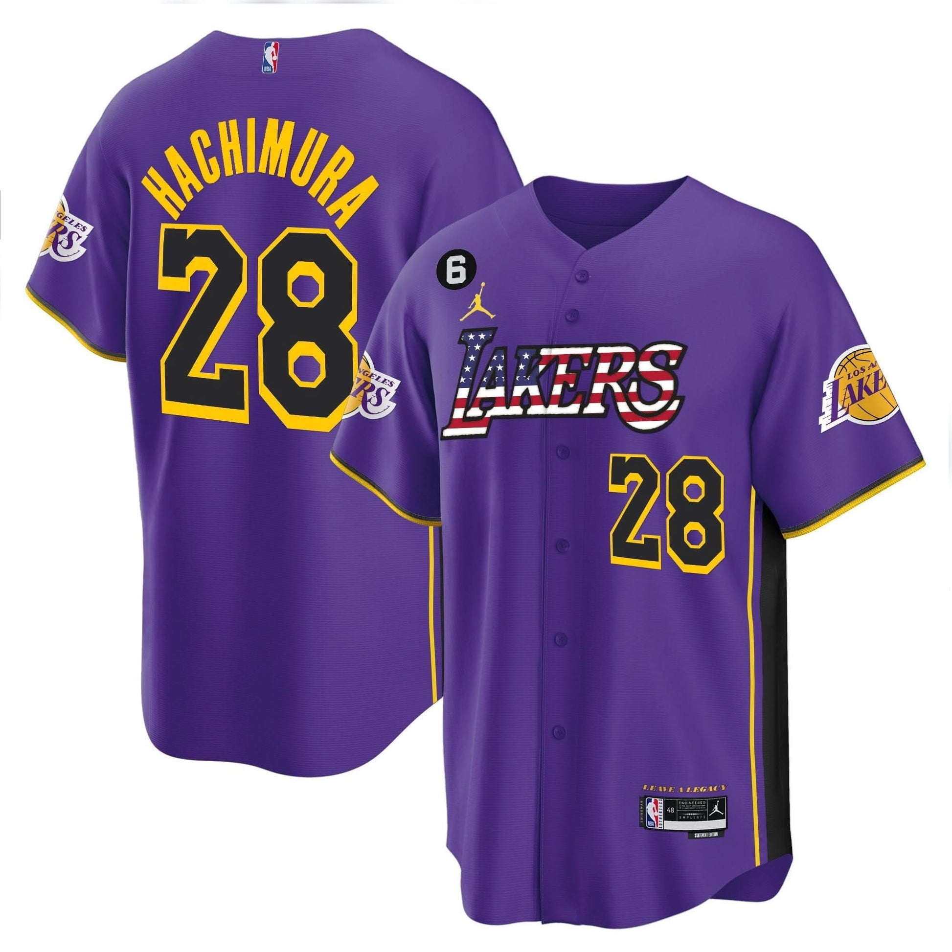 Los Angeles Lakers Flag Baseball Jersey - All Stitched
