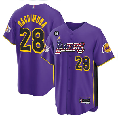 Los Angeles Lakers Flag Baseball Jersey - All Stitched